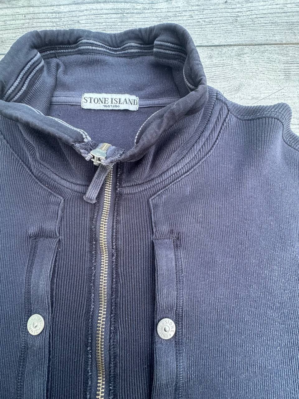 Stone Island Vintage Stone Island Navy knit faded full zip sweater Size US XL / EU 56 / 4 - 9 Thumbnail