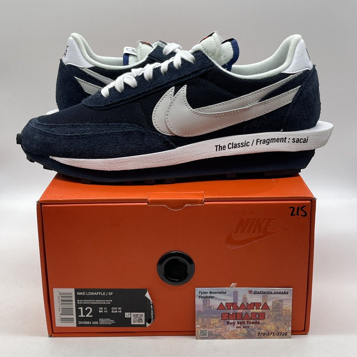 Nike Fragment design x sacia x LDV waffle blackened blue Size US 12 / EU 45 - 1 Thumbnail