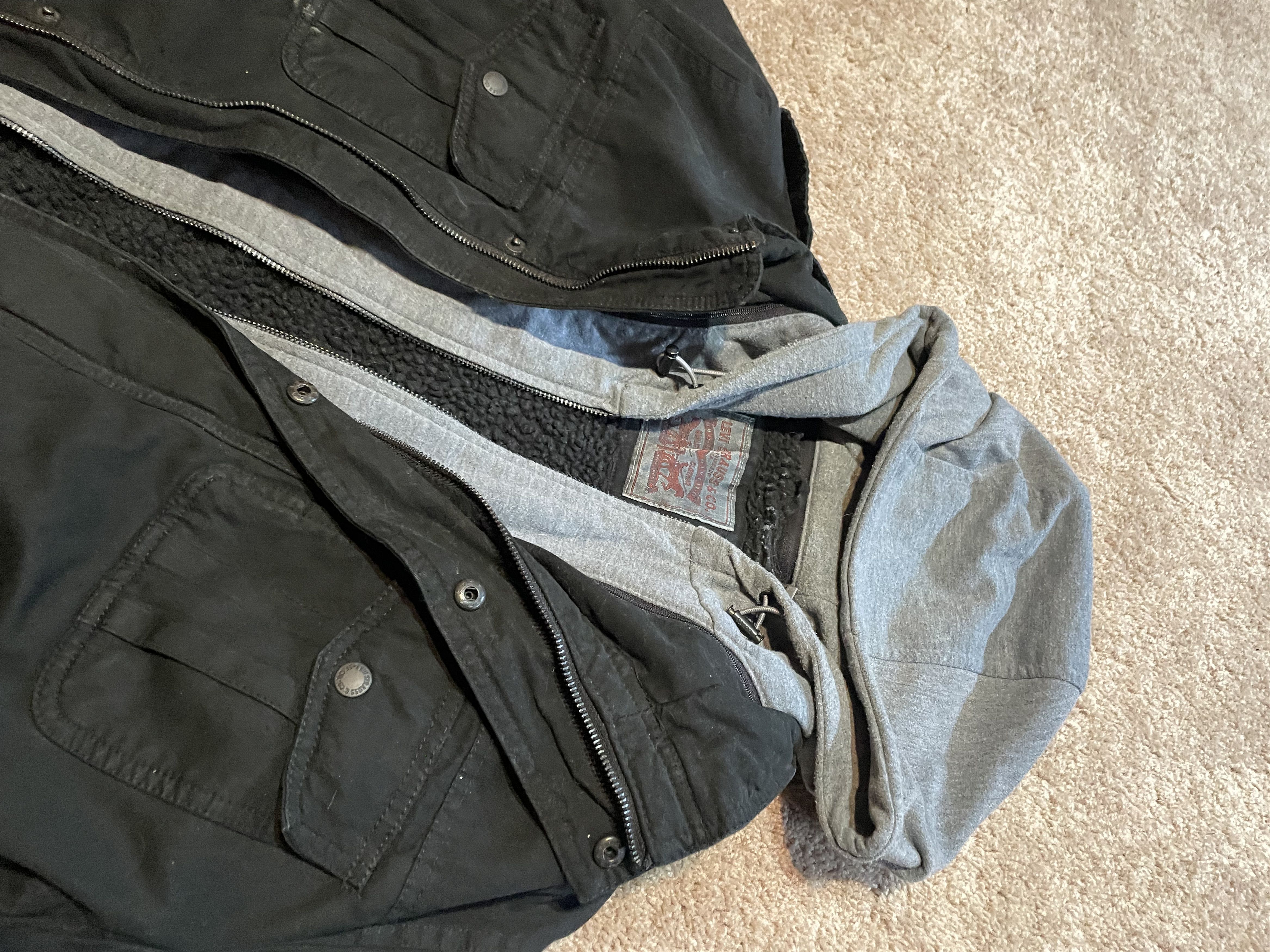 Levi's Levis Black Dual Hoodie Zip Fur Inside Jacket Medium Size US M / EU 48-50 / 2 - 2 Thumbnail