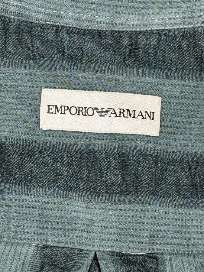 Emporio Armani 1990s Emporio Armani Grey Relief Striped Shirt Size US XL / EU 56 / 4 - 9 Thumbnail