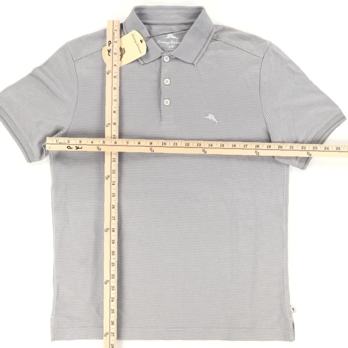 Tommy Bahama Tommy Bahama Bala Shark Striped Polo Shirt Gray Men's S Shirt | Cotton Blend Polo Shirt Ship Free Returns Mens Size US S / EU 44-46 / 1 - 3 Thumbnail