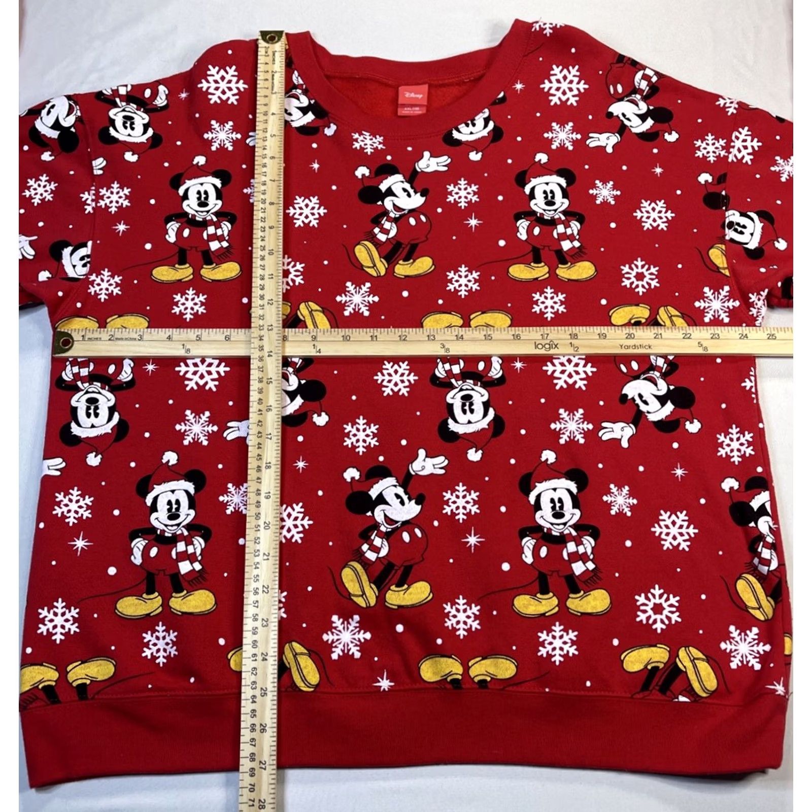 Disney Disney Mickey Mouse Sweatshirt 2XL Red Christmas Snowflake AOP Crew Neck Pullover Long Sleeve Graphic Print Women Vintage: No Size XXL / US 16-18 / IT 52-54 - 2 Thumbnail