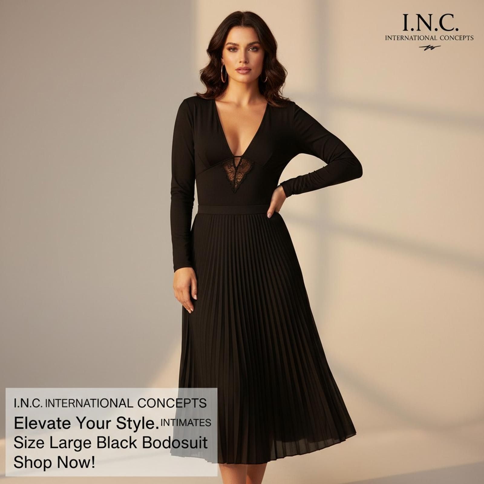 Other Black Long Sleeve Lace Detail Bodysuit - Size Large Size ONE SIZE - 2 Thumbnail
