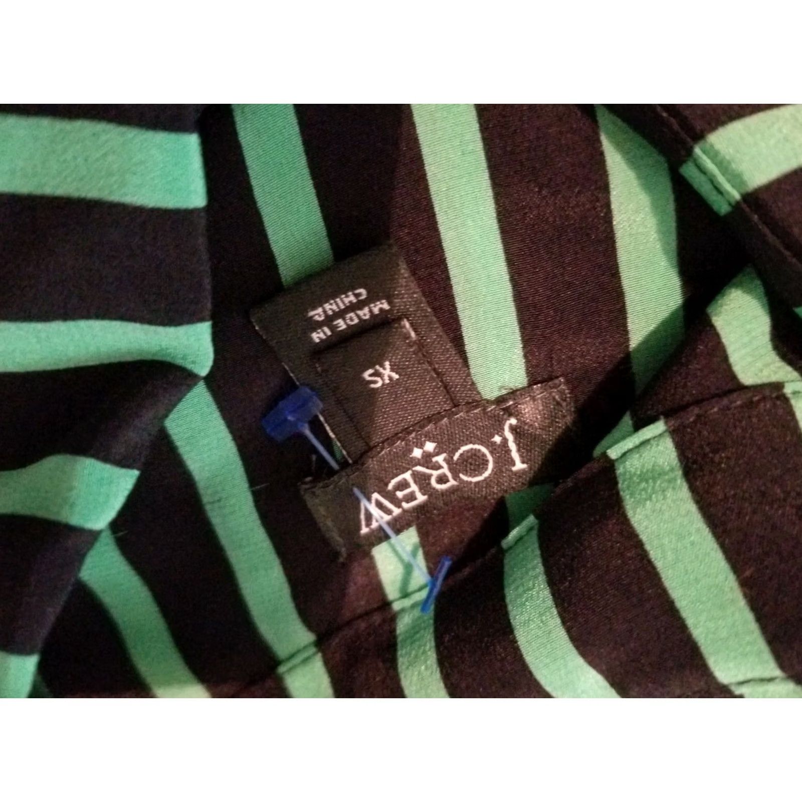 J.Crew Womens J.CREW Silk Shirt XS Green Stripes Blouse Long Sleeve Shirts Womens XS Green Striped Blouse J.CREW Silk Shirt Size XS / US 0-2 / IT 36-38 - 3 Thumbnail