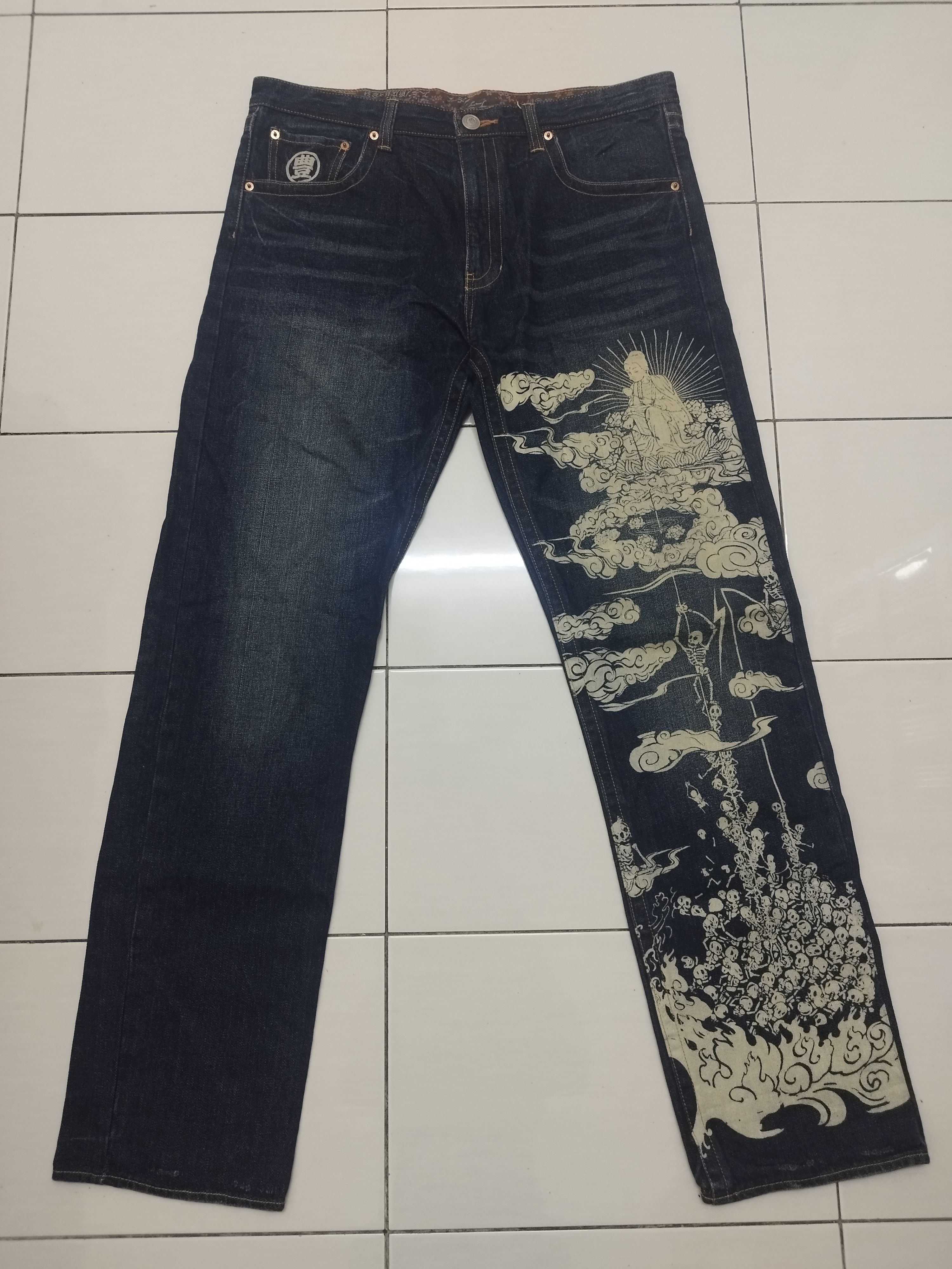 Japanese Brand 💥Buddha Design Jeans💥 Size US 38 / EU 54 - 1 Thumbnail