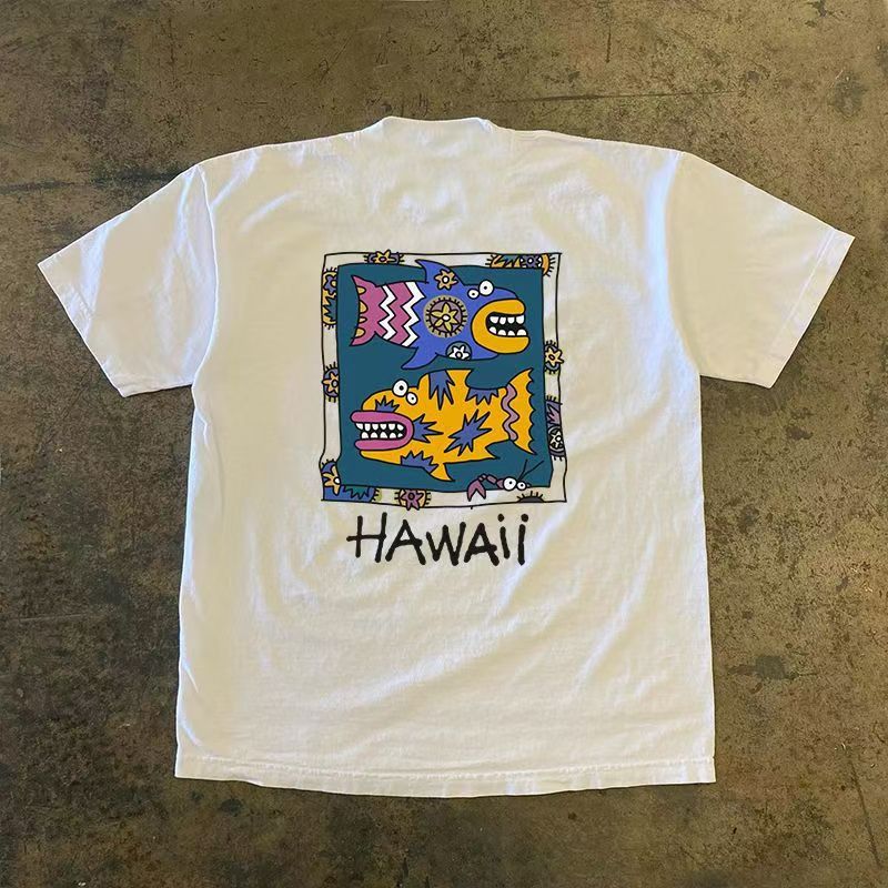 Japanese Brand × Vintage Street fashion retro loose fish print t-shirt Size US M / EU 48-50 / 2 - 1 Thumbnail