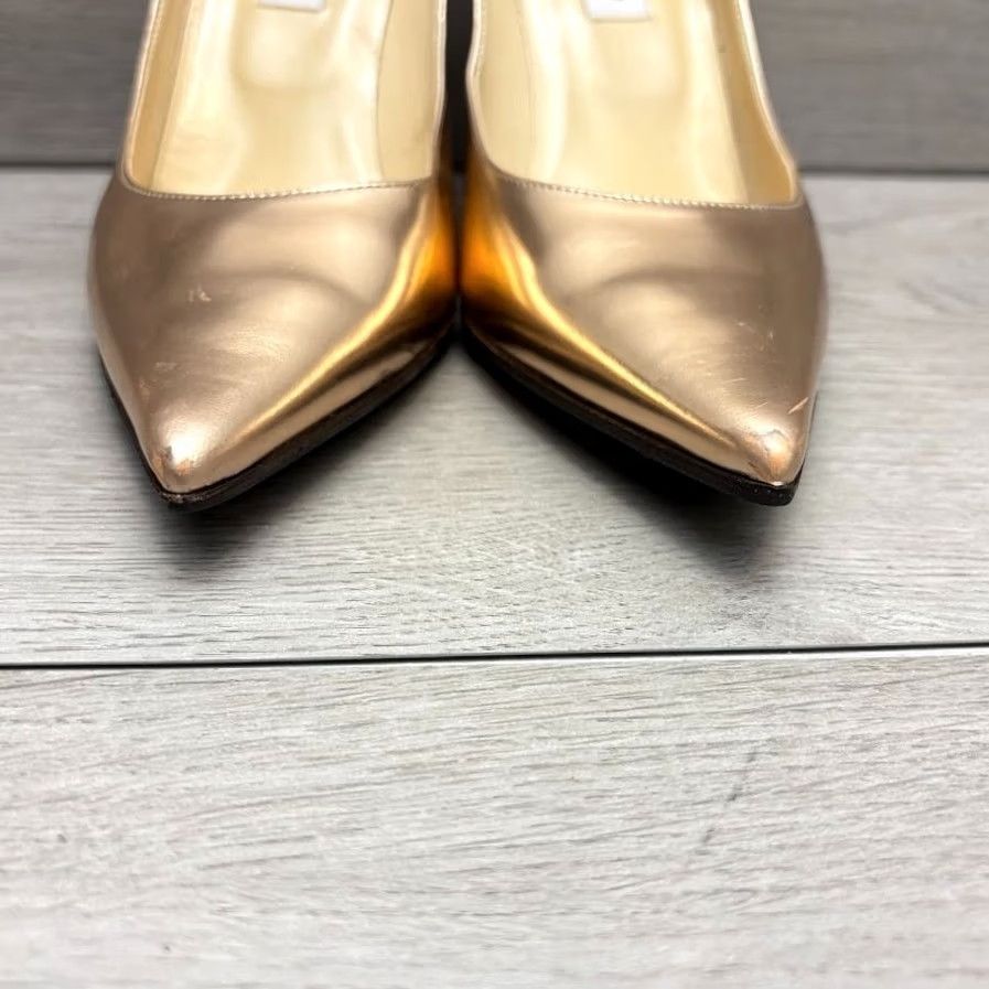 Jimmy Choo Jimmy Choo Pump Heel Stiletto Womens EU 40 Gold Ballet Pink Liquid Mirror Leather Pump Size US 7 / IT 37 - 7 Thumbnail