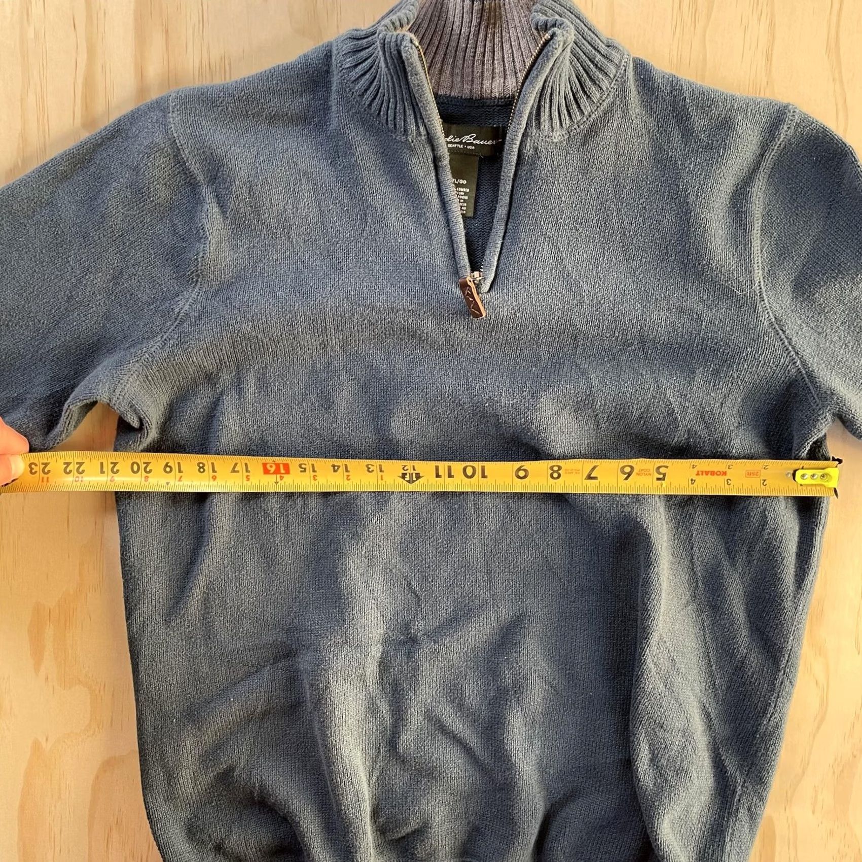 Eddie Bauer Eddie Bauer Sweater Mens LT Blue 1/4 Zip Mock Neck Cotton Knit Pullover Casual Size US L / EU 52-54 / 3 - 4 Thumbnail