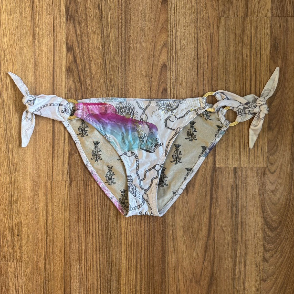 Ed Hardy CHRISTIAN AUDIGIER Vintage Y2K White Pink Paris Bikini Set Size L / US 10 / IT 46 - 6 Thumbnail