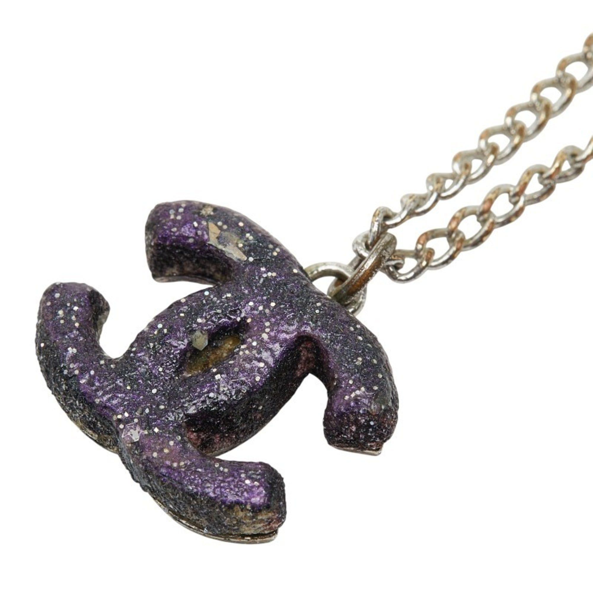 Chanel Chanel Coco Mark Necklace in Silver and Purple Metal for Women Size ONE SIZE - 1 Thumbnail