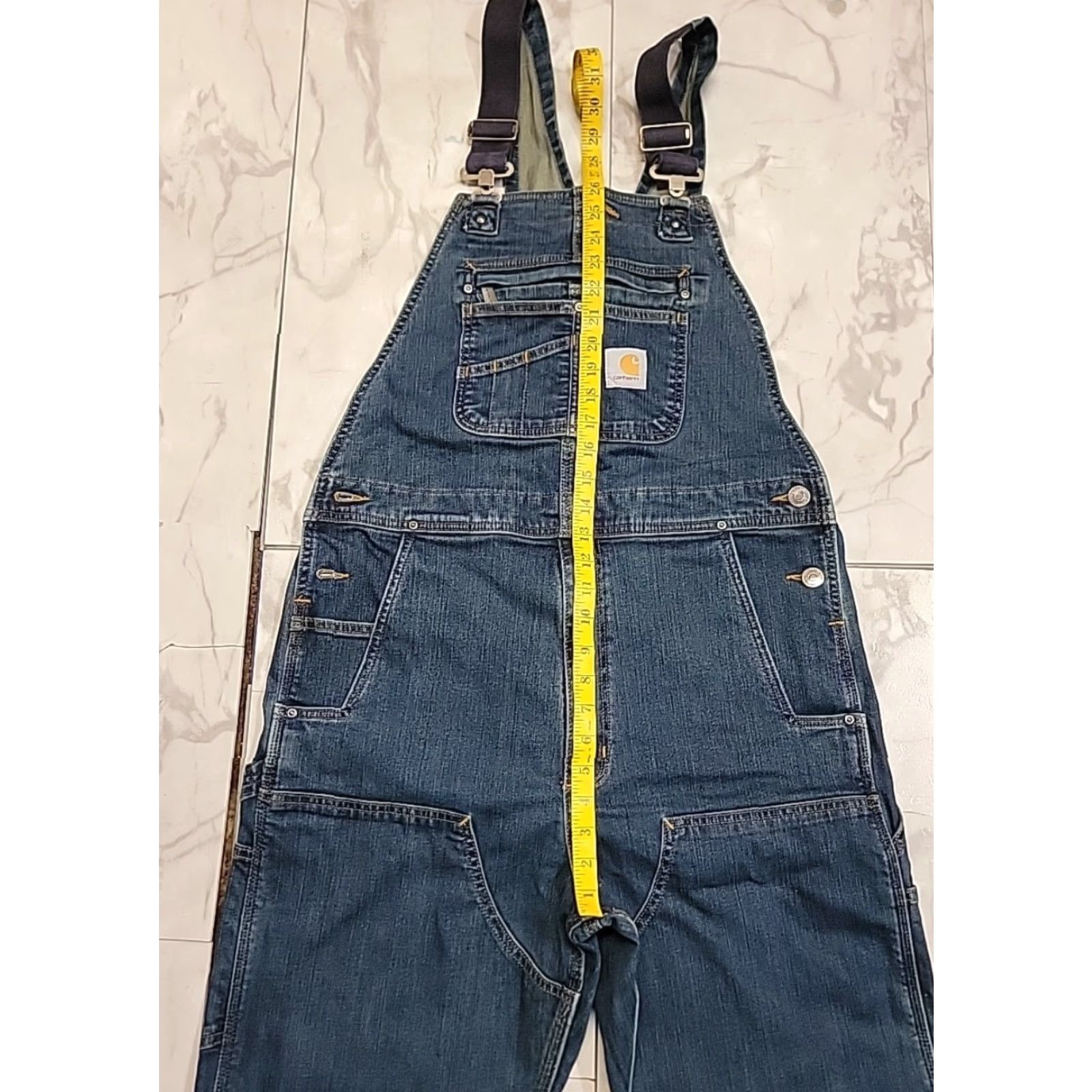 VINTAGE Carhartt Overalls Bib 34x32 Denim Double Knee Workwear Men