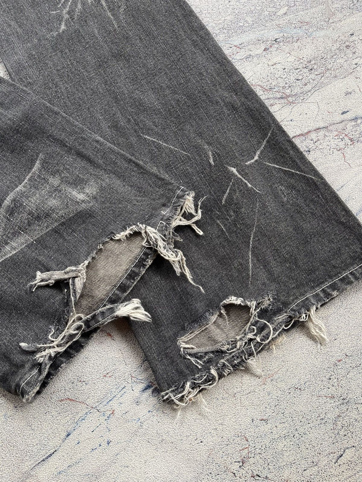 Tornado Mart Distressed Lowbox Double Waist Lace Up Flared Jeans Size US 30 / EU 46 - 6 Thumbnail