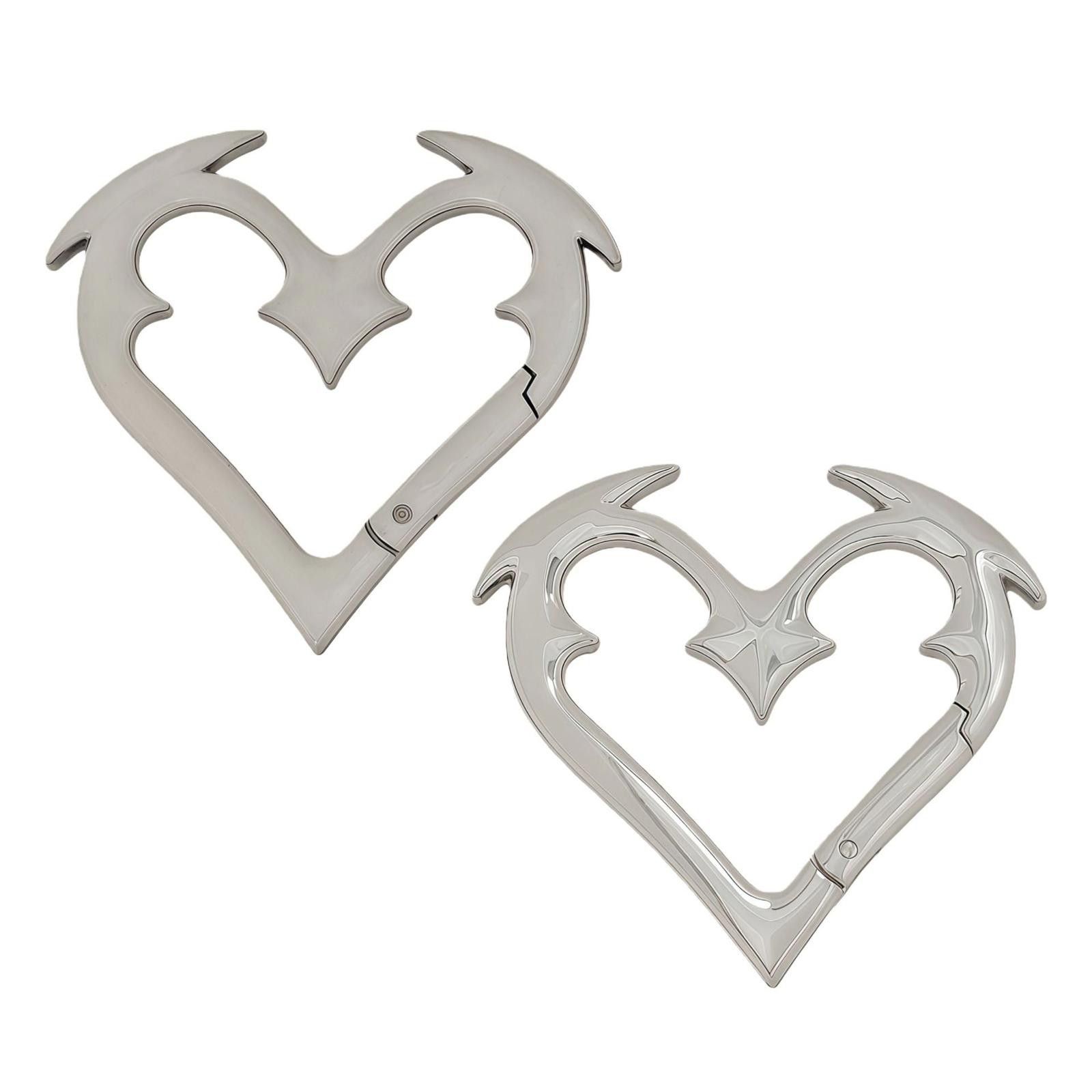Jewelry Silver Heart-Shaped Punk Carabiner Keychain Size ONE SIZE - 2 Thumbnail
