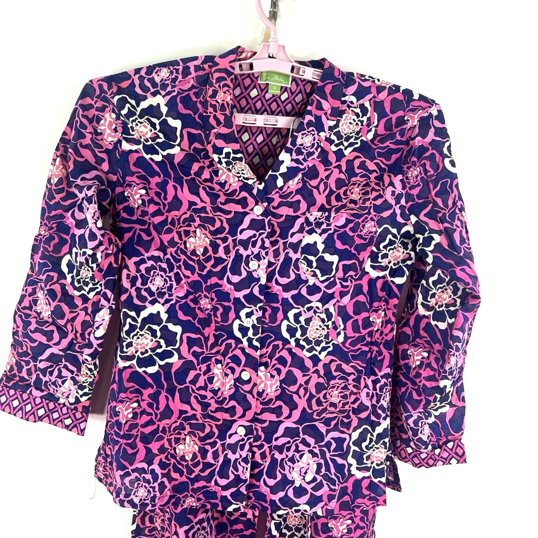 Vintage Vera Bradley Floral Pajama Set Women’s Size S Pink Long Sleeve Cami Sleepwear Size ONE SIZE - 2 Thumbnail