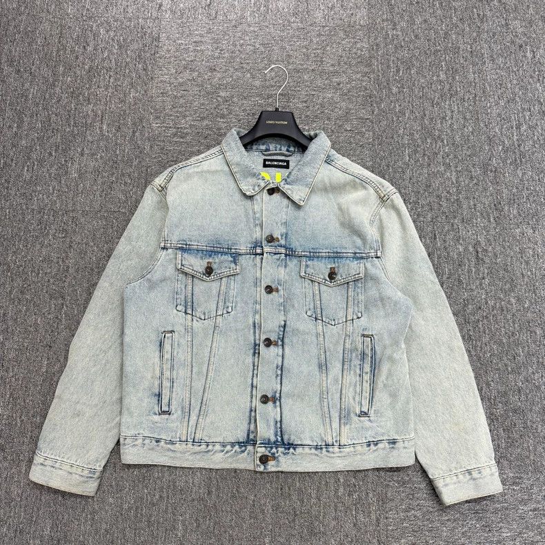 Balenciaga Balenciaga Fluorescent Embroidery Letter Denim Jacket Size US M / EU 48-50 / 2 - 1 Thumbnail