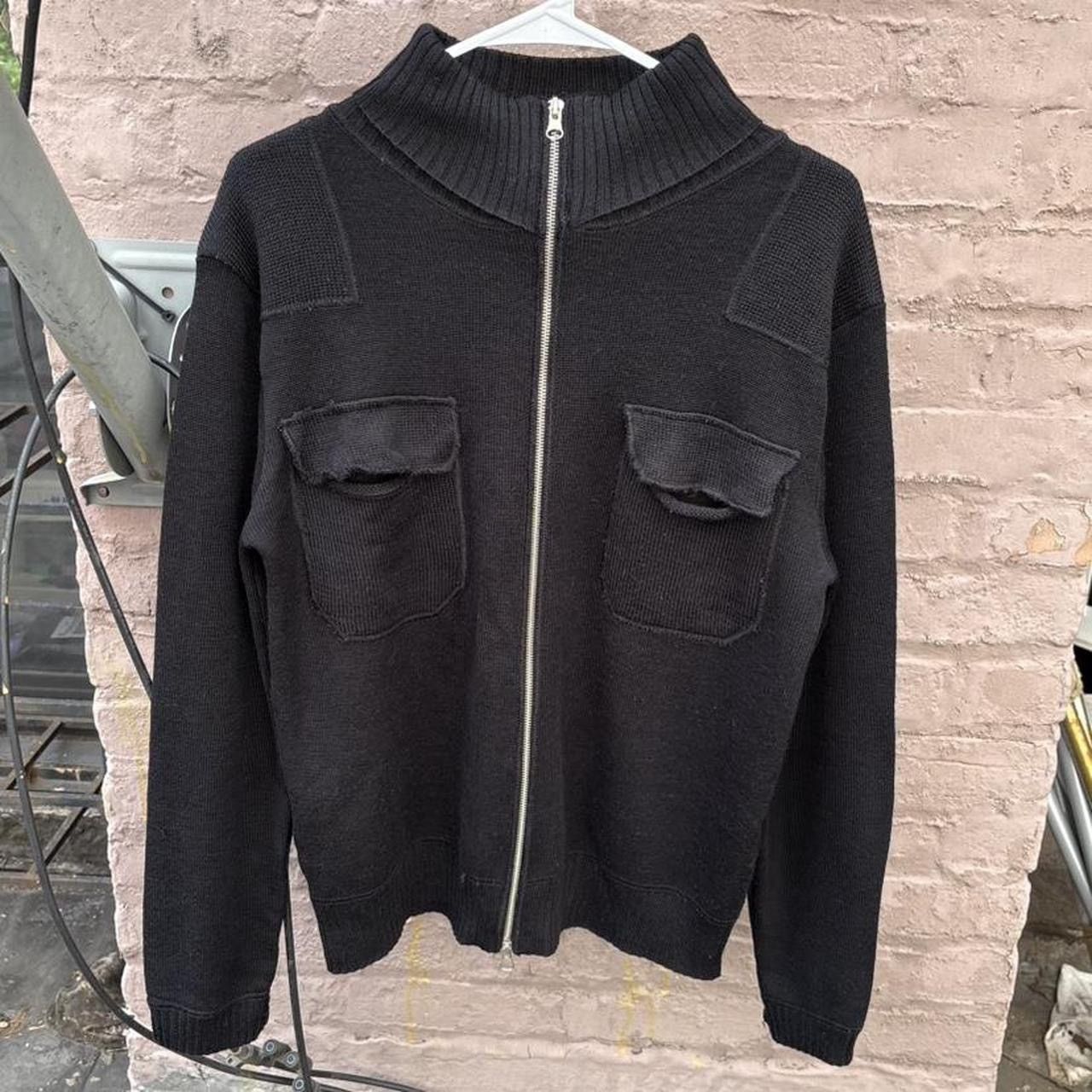 Japanese Brand Y2K Black Japanese Emo Grunge Wool Knit Zip Sweater Jacket Size US L / EU 52-54 / 3 - 1 Thumbnail
