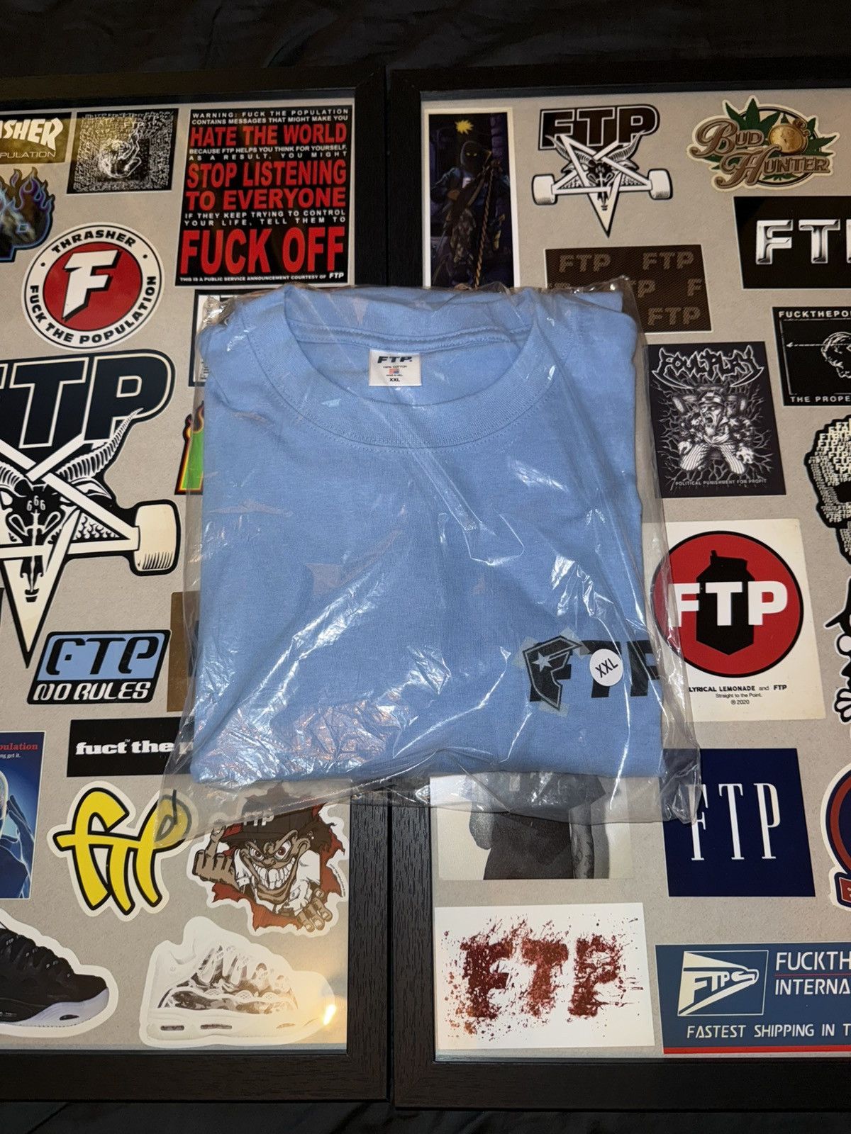 Famous Stars And Straps × Fuck The Population × G59 Records FTP + FAMOUS LOGO TEE (SKY BLUE) Size US XXL / EU 58 / 5 - 1 Thumbnail