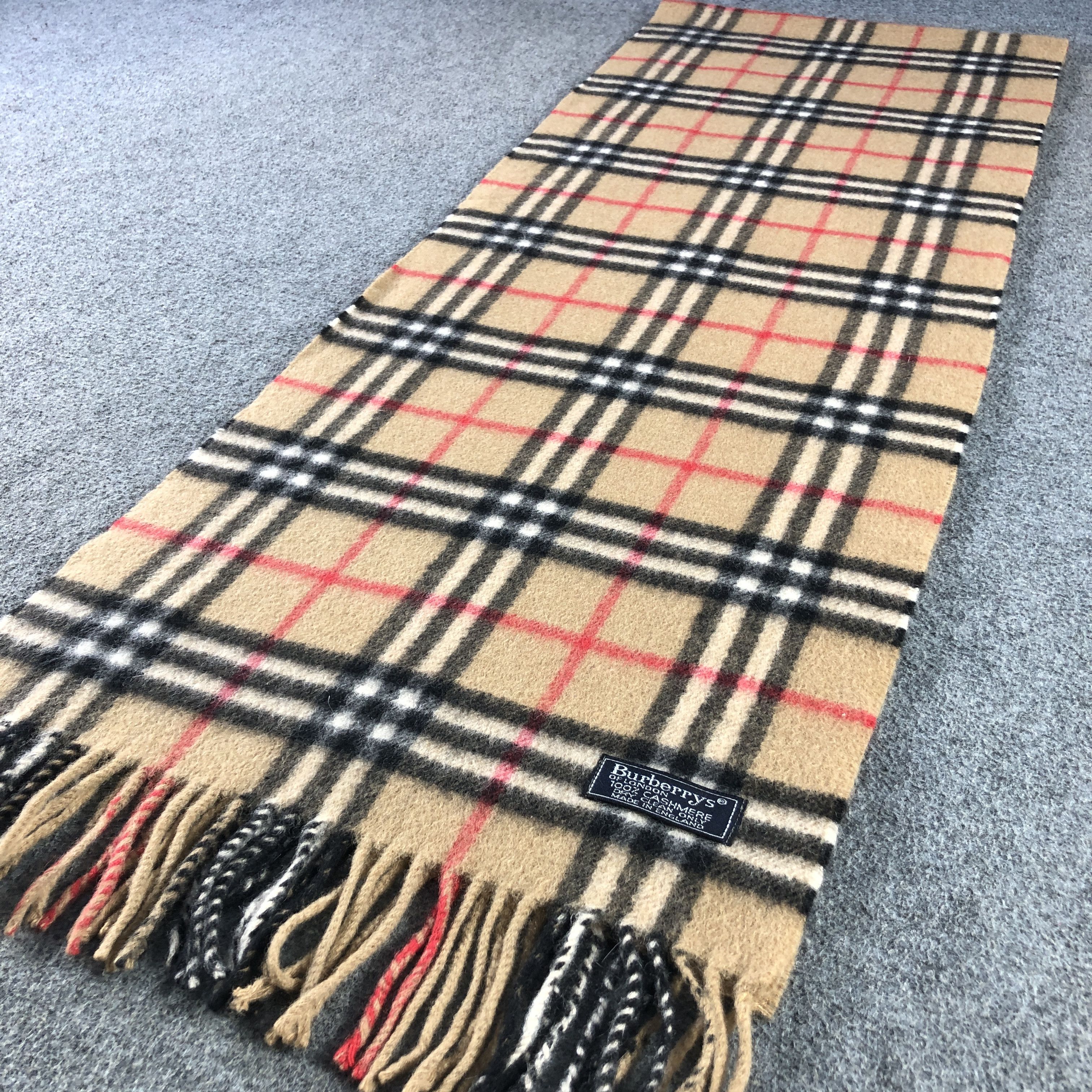 Burberry Burberry Tan Nova Check Cashmere Scarf Muffler V2891 Size ONE SIZE - 3 Thumbnail