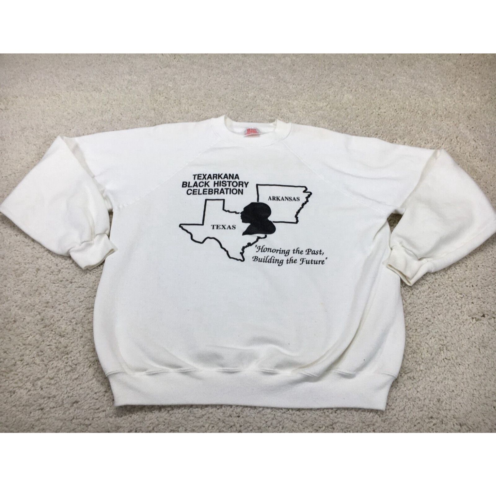 Hanes Vintage Hanes Sweatshirt Mens Extra Large White Sweater Black History Texas 90s Grailed
