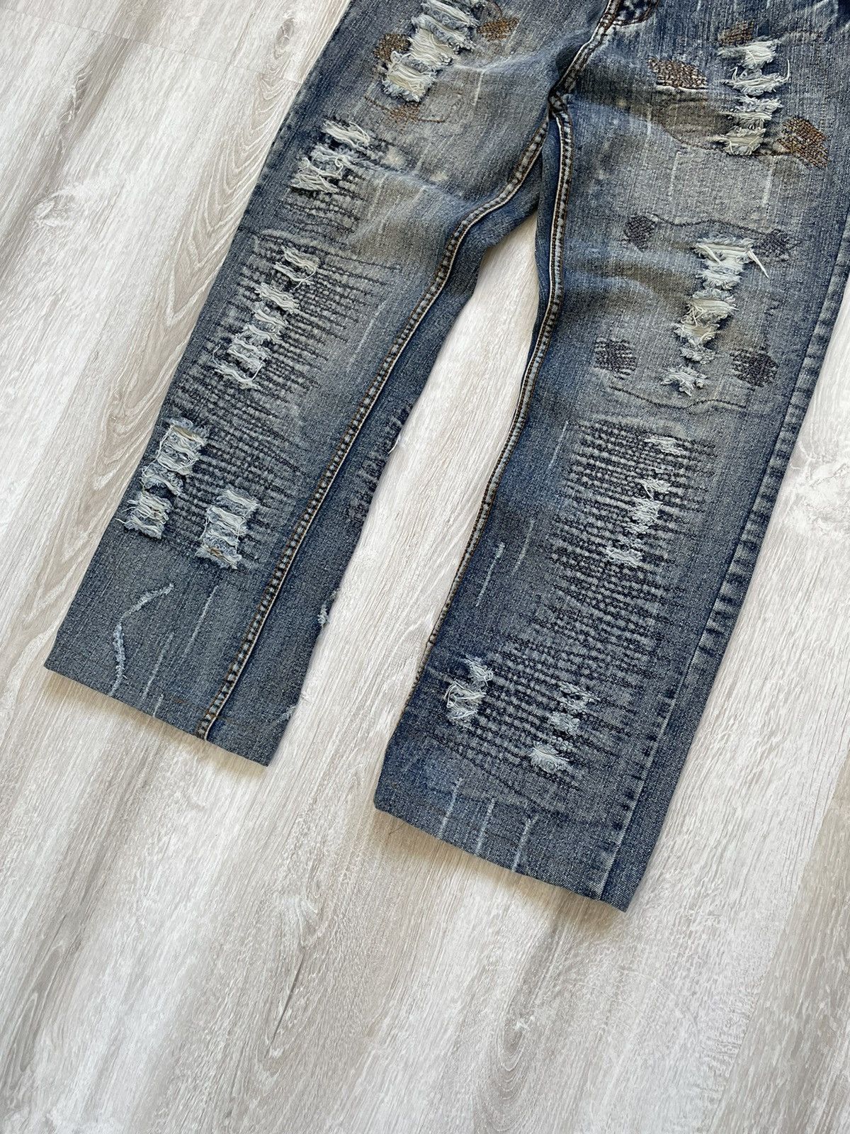 Jean × Vintage Vintage Y2K Distressed Jeans Size US 31 - 3 Thumbnail
