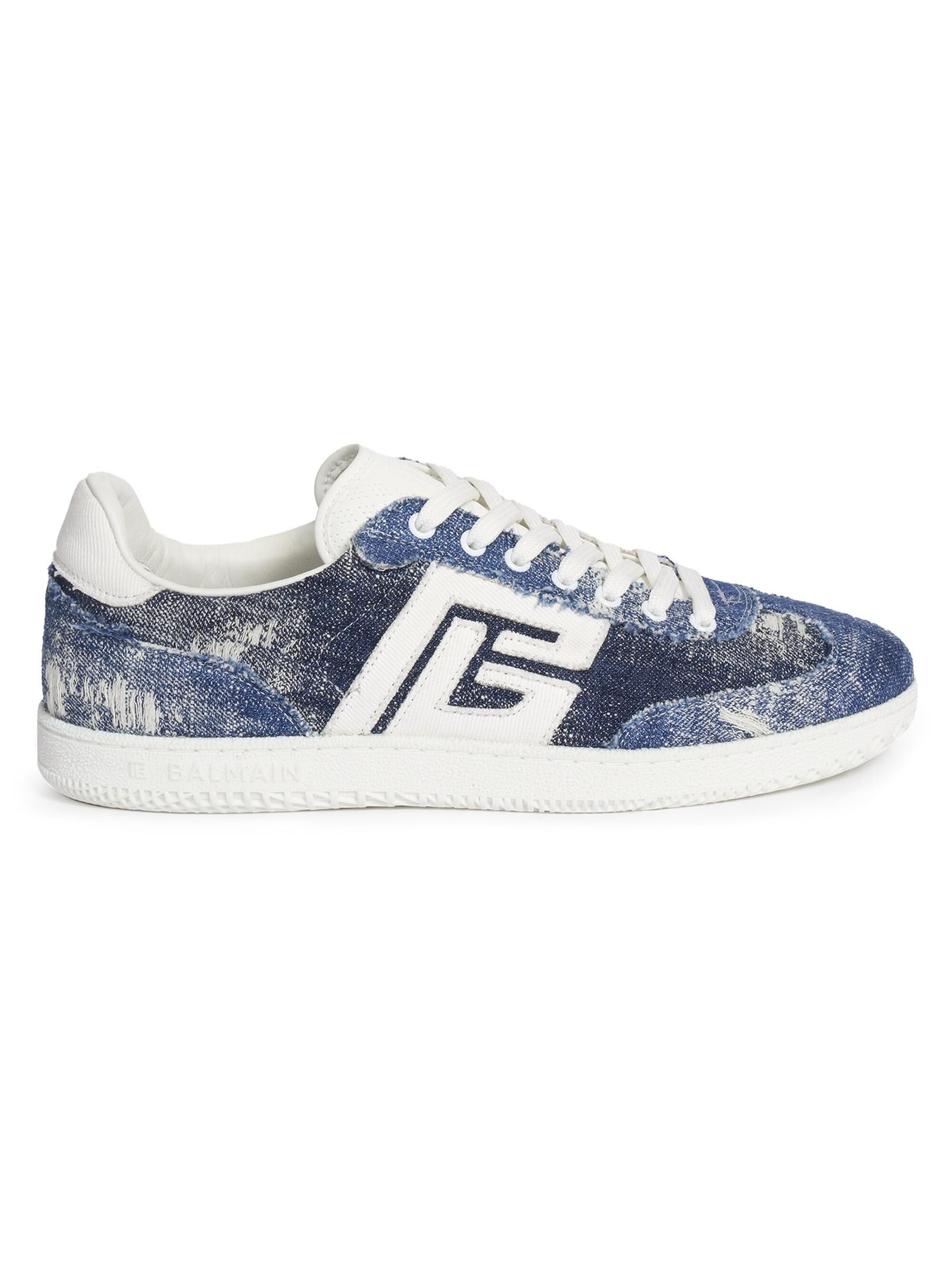 Balmain o1s1wg110925 Swan Destroyed Denim Sneakers in Blue Size US 8 / IT 38 - 1 Thumbnail