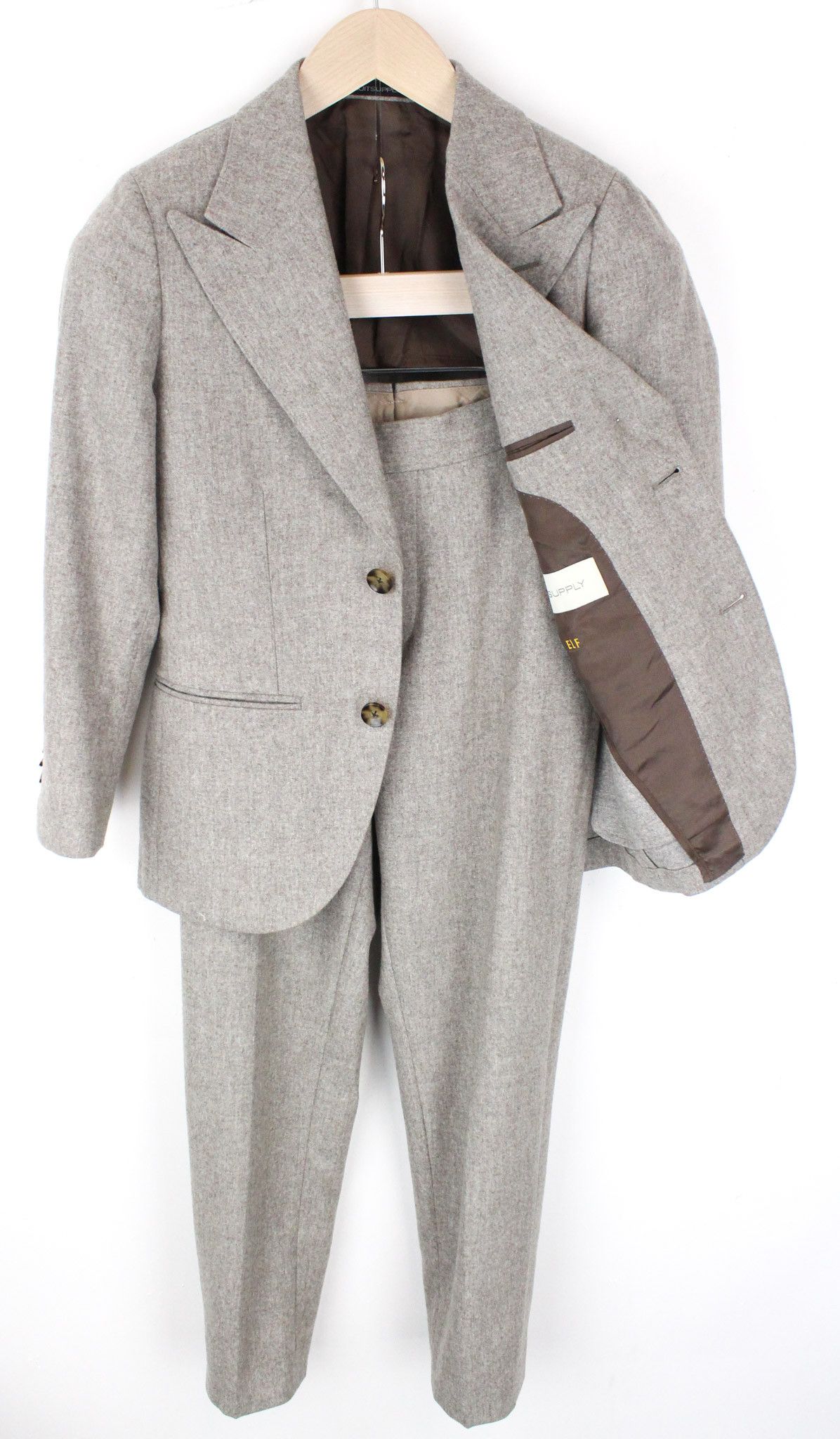 image of Suitsupply La Spalla Uk30R Boys Wool Light Brown Suit 68601, Men's (Size 34S)