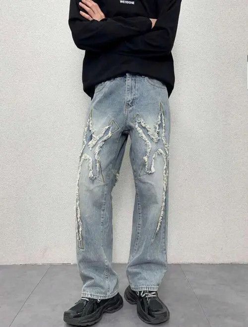 VIBE Distressed Stack Baggy Jeans, Flared Jeans Size US 32 / EU 48 - 7 Thumbnail