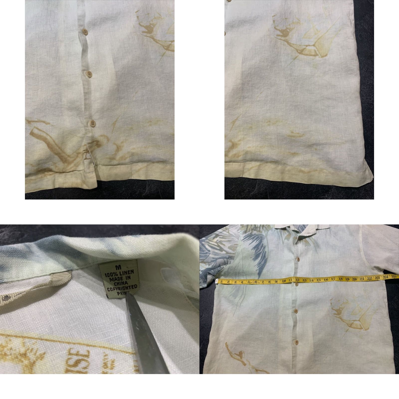 Tommy Bahama VINTAGE Tommy Bahama Men's Linen Shirt M Short Sleeve Aloha Paradise Island Floral Casual Summer Beach Mens Size US M / EU 48-50 / 2 - 8 Thumbnail