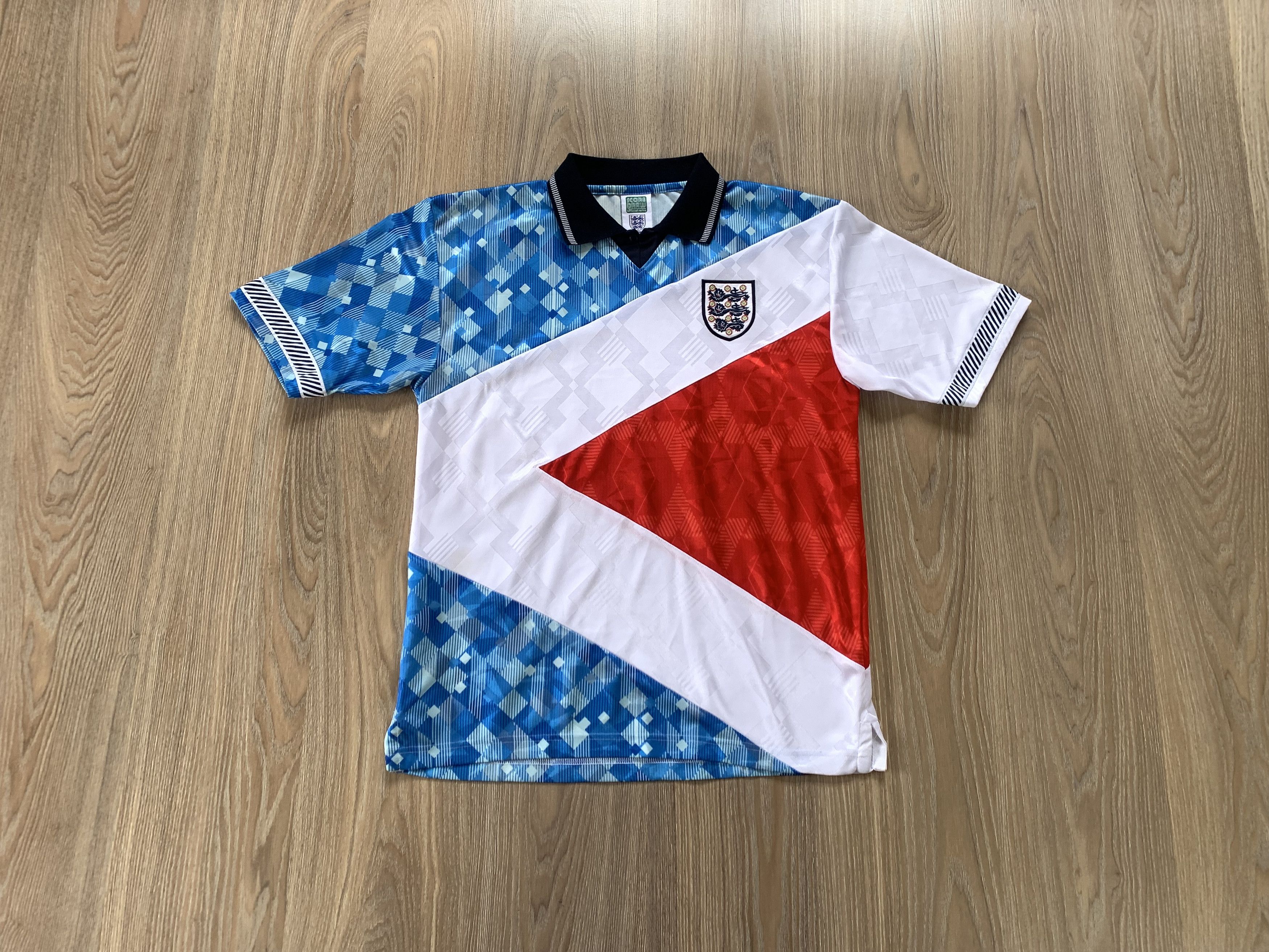 Vintage Score Draw England Licensed Retro Football Shirt Jersey Size US L / EU 52-54 / 3 - 1 Thumbnail