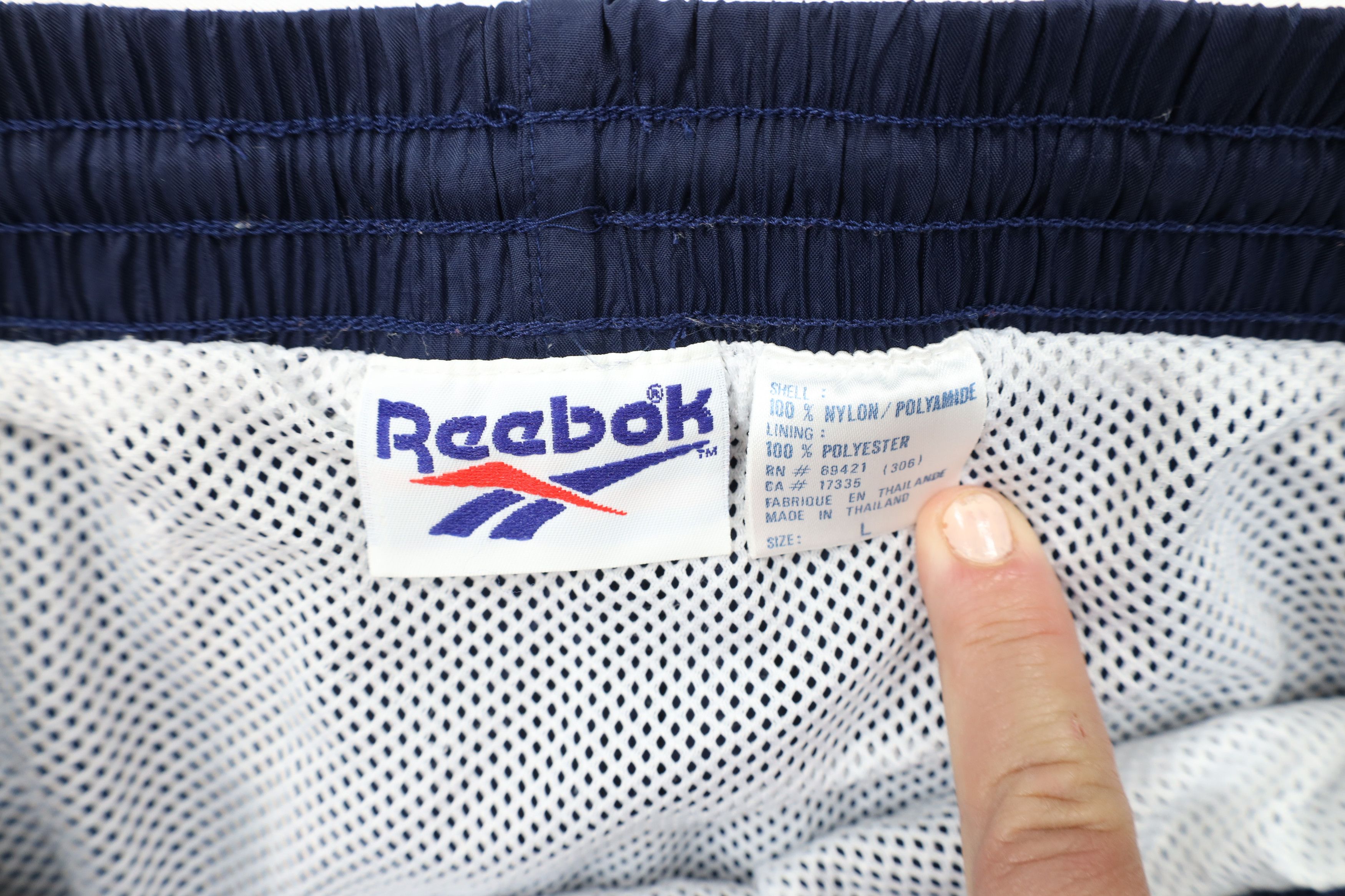 Reebok × Vintage Vintage 90s Reebok Above Knee Shorts Baggies Blue Nylon Size US 34 / EU 50 - 6 Thumbnail