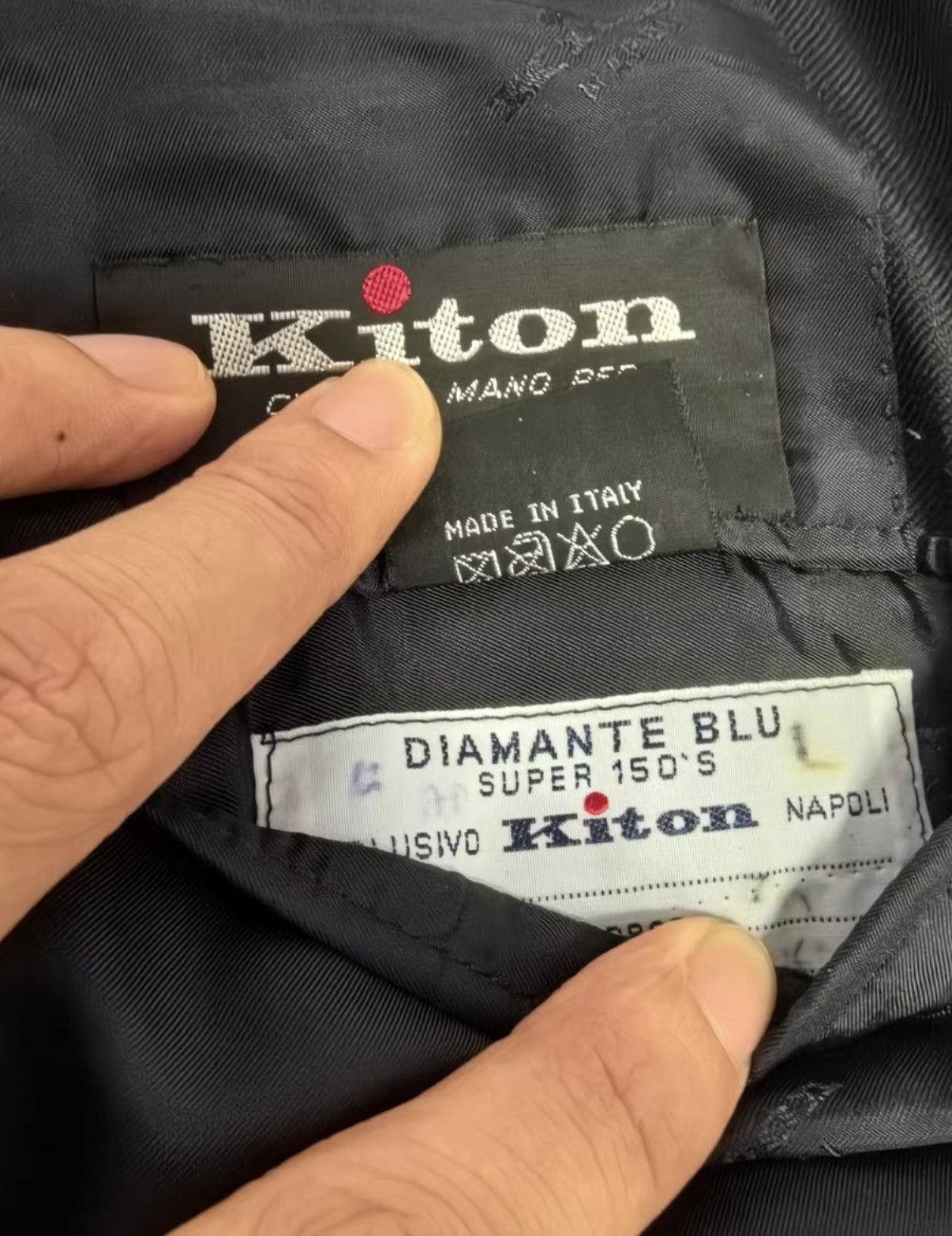 Kiton Kiton Black Wool Classic Blazer Size 44L - 7 Thumbnail