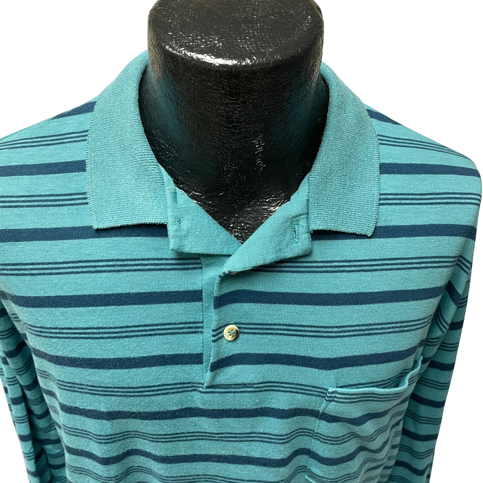 Puritan Vtg Puritan STRIPE Long Sleeve POLO SURFER Shirt Size US M / EU 48-50 / 2 - 2 Thumbnail