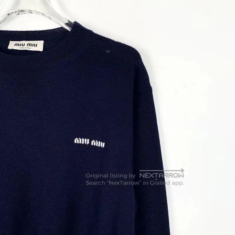 Miu Miu Miu Miu Women's Navy Wool Pullover Sweater . Size S / US 4 / IT 40 - 3 Thumbnail