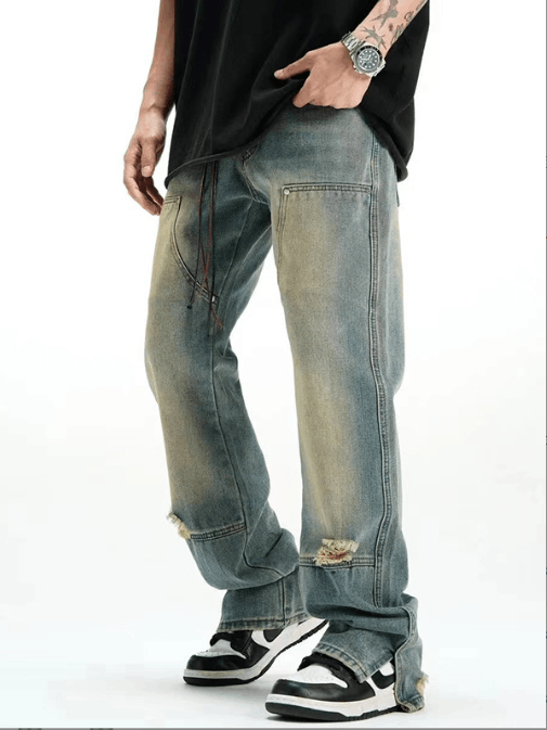 Japanese Brand × Jean Vintage blue washed distressed men's ripped jeans Size US 32 / EU 48 - 4 Thumbnail