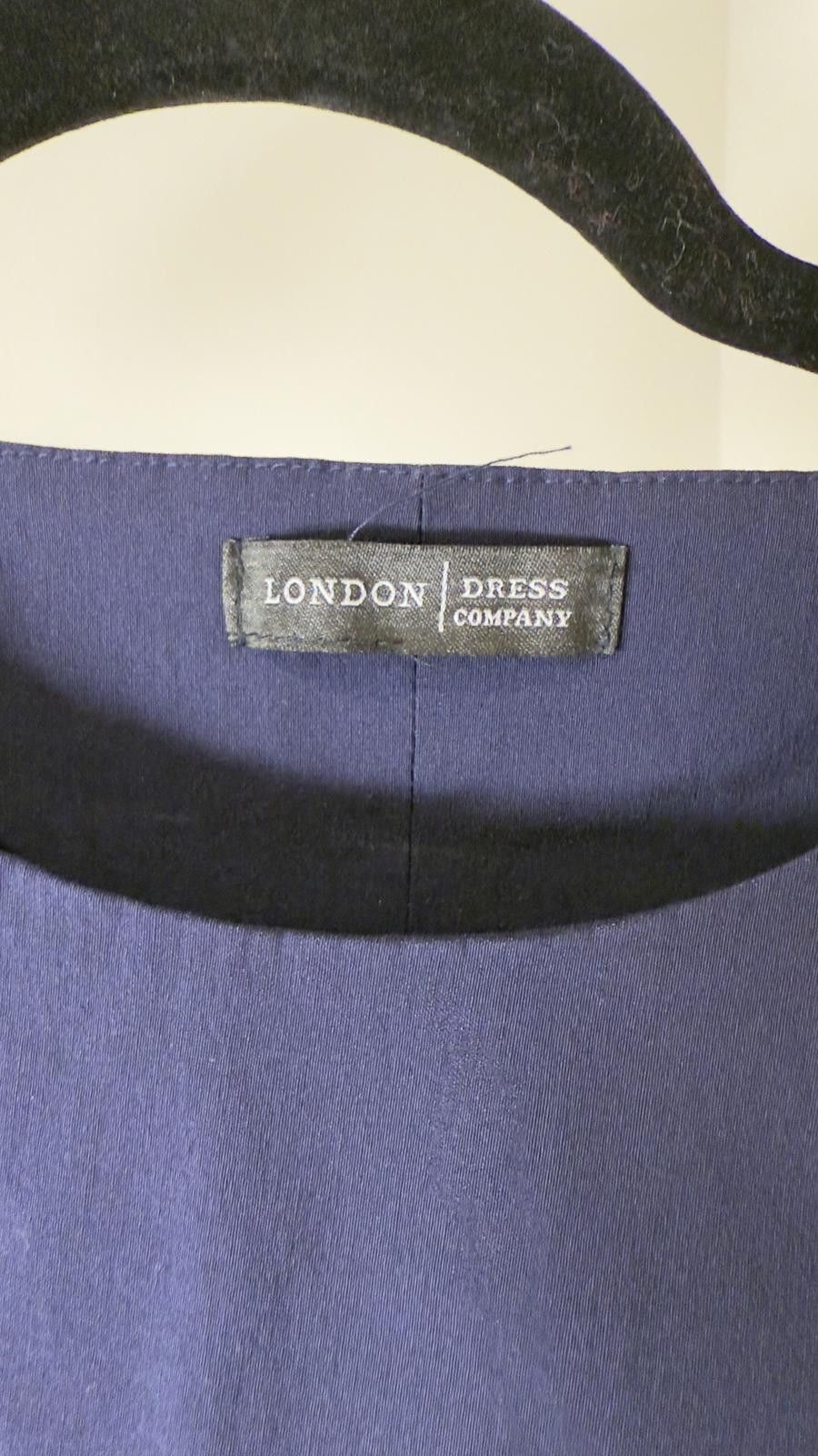 Designer Elegant Navy Dress with Lace Detail by London Dress Company Size L / US 10 / IT 46 - 3 Thumbnail