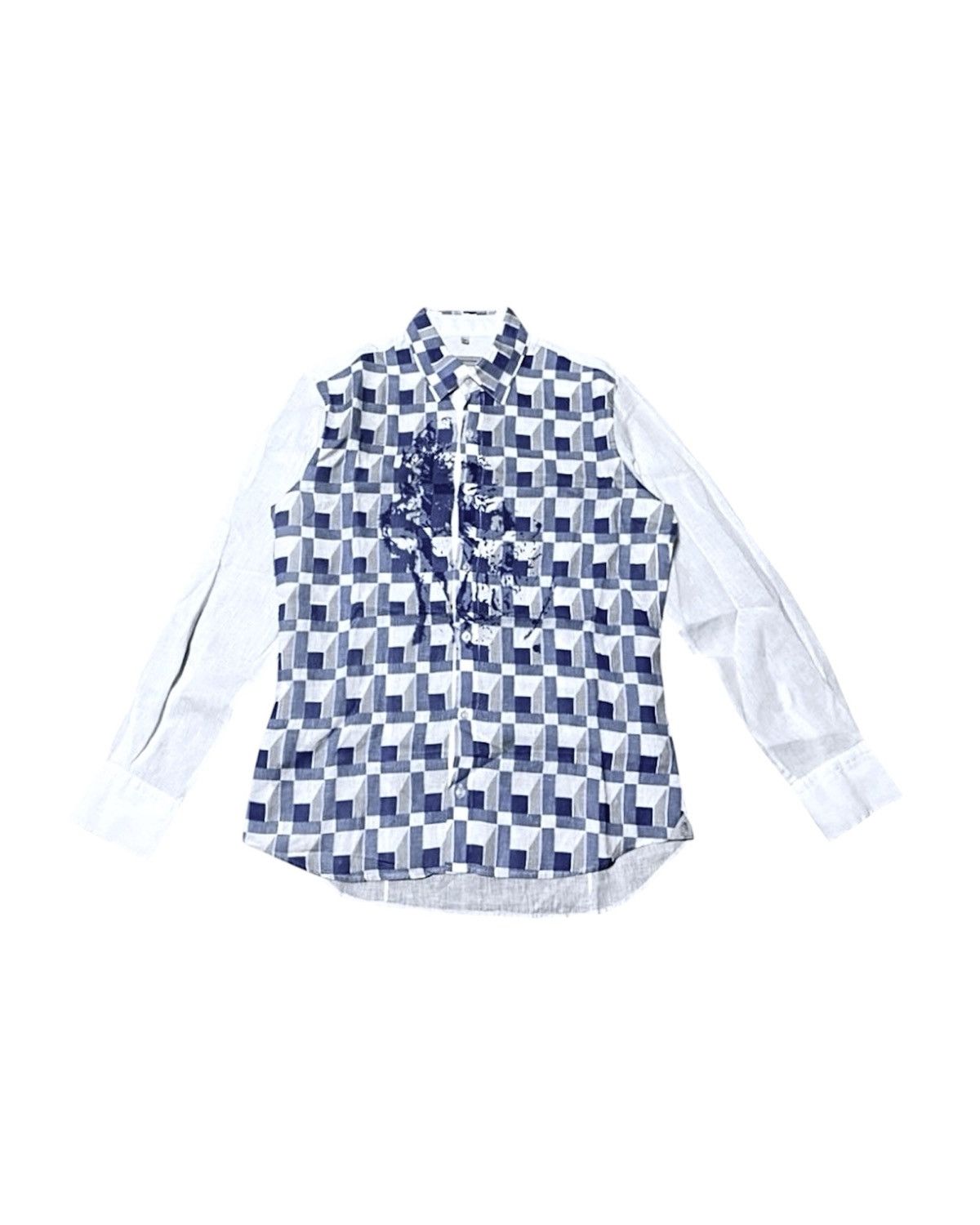 Cortigiani Cortigiani Linen Multicolor Print Long Sleeve Casual Shirt Size US M / EU 48-50 / 2 - 1 Thumbnail