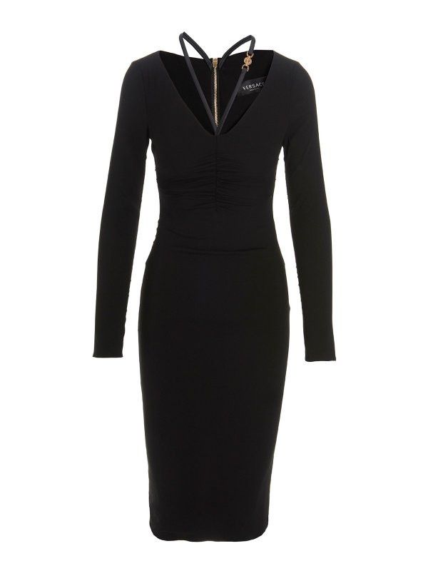 Versace o1y0226 Midi Dress in Black Size S / US 4 / IT 40 - 1 Thumbnail
