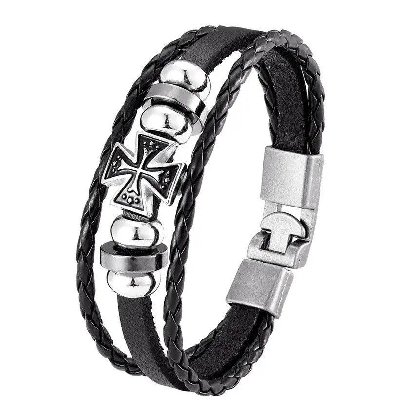Japanese Brand × Jewelry × Vintage Vintage Multi-layer Leather Woven Cross Bracelet Size ONE SIZE - 2 Thumbnail