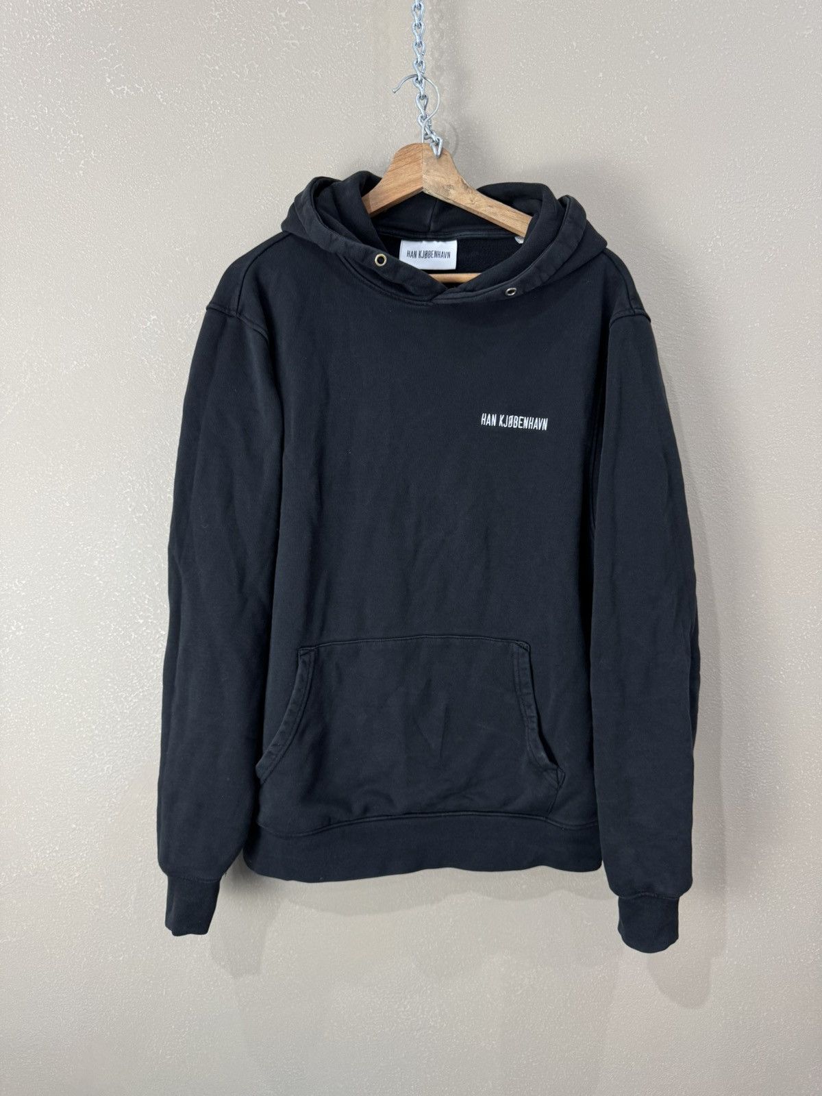 Designer Han Kjobenhavn Hoodie Mini Logo Washed Black | Grailed