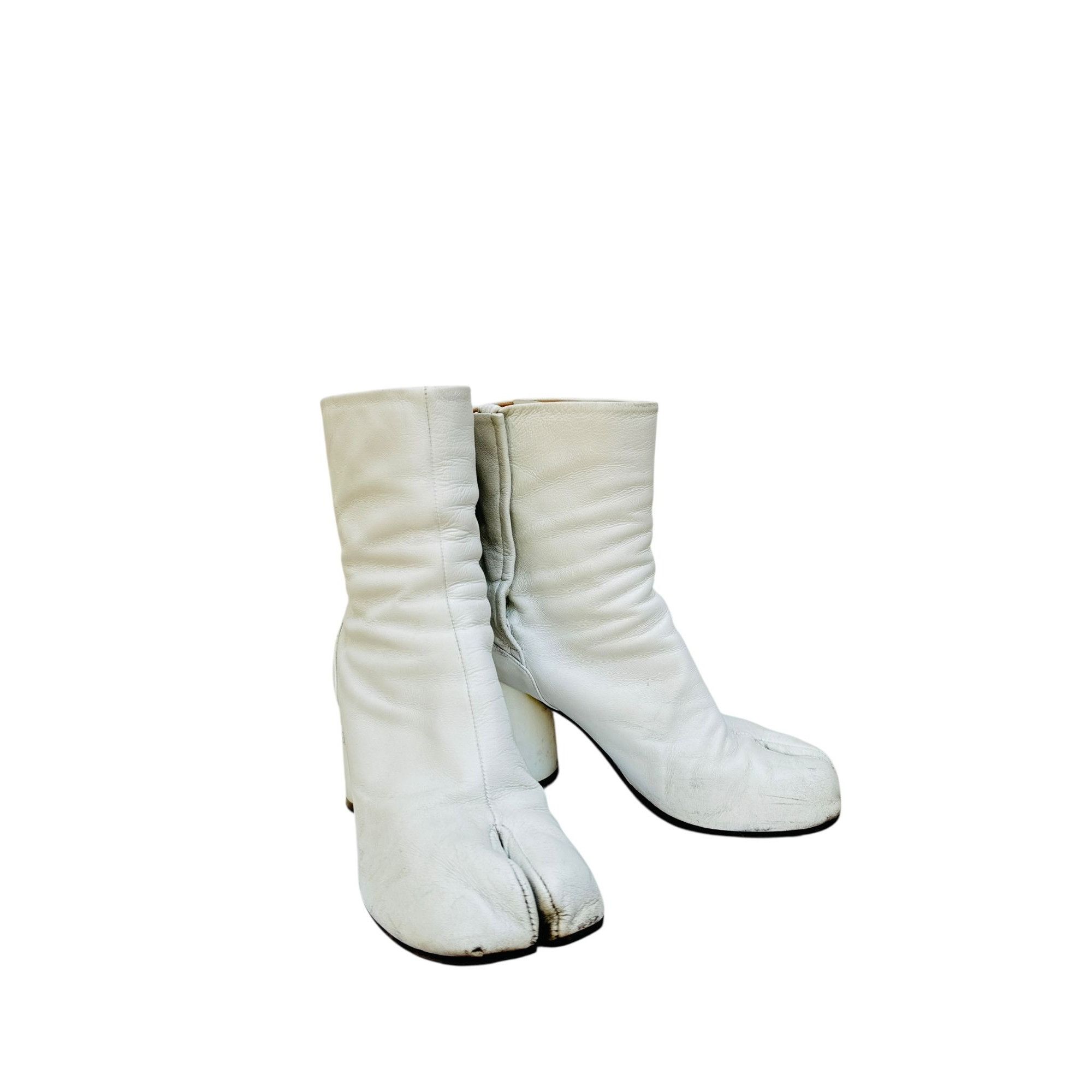 Maison Margiela White Leather Tabi Boots Size US 7 / IT 37 - 1 Thumbnail
