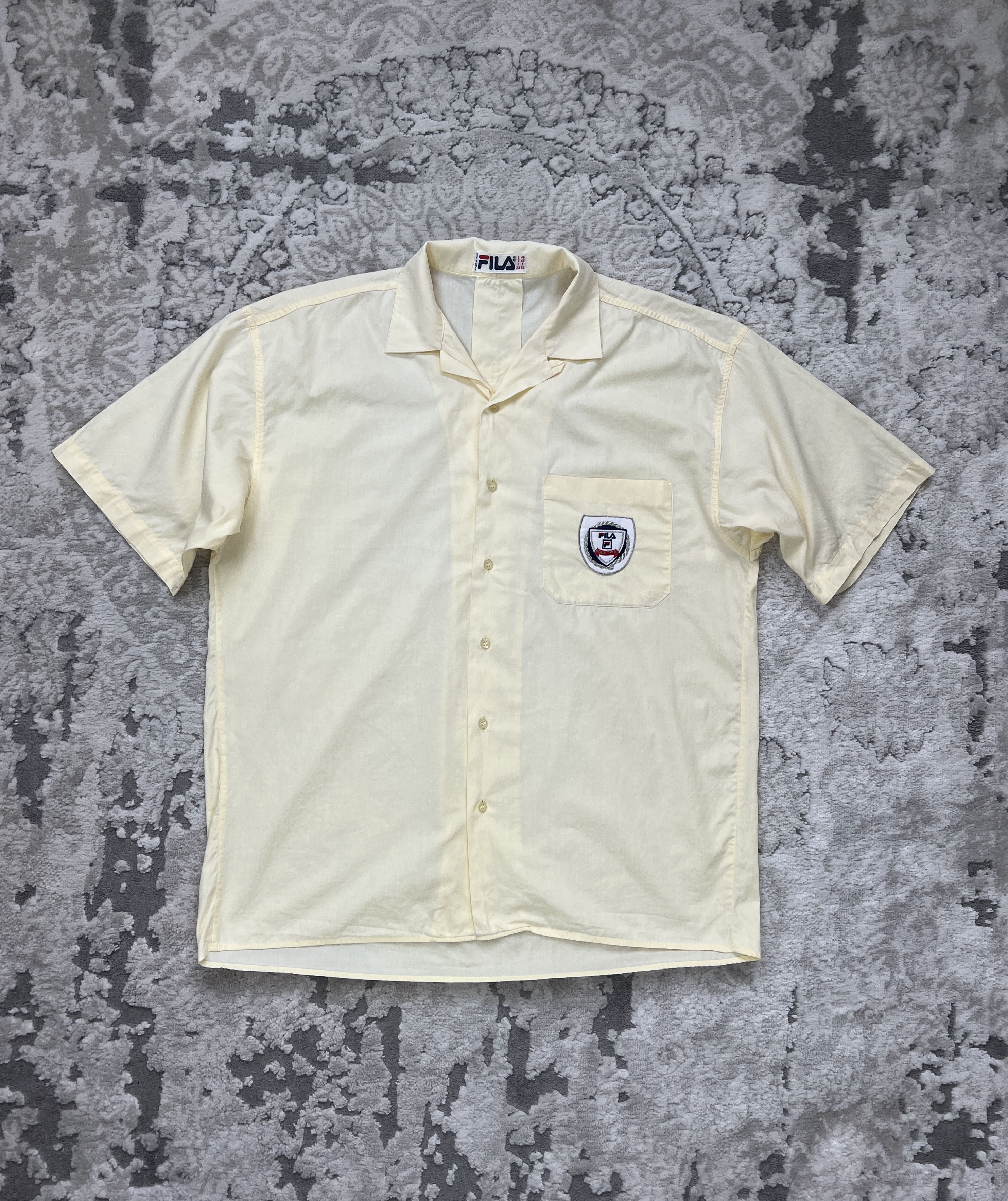 Fila × Vintage Vintage FILA Italy Short Sleeve Cream Shirt with Crest Logo Size US M / EU 48-50 / 2 - 1 Thumbnail