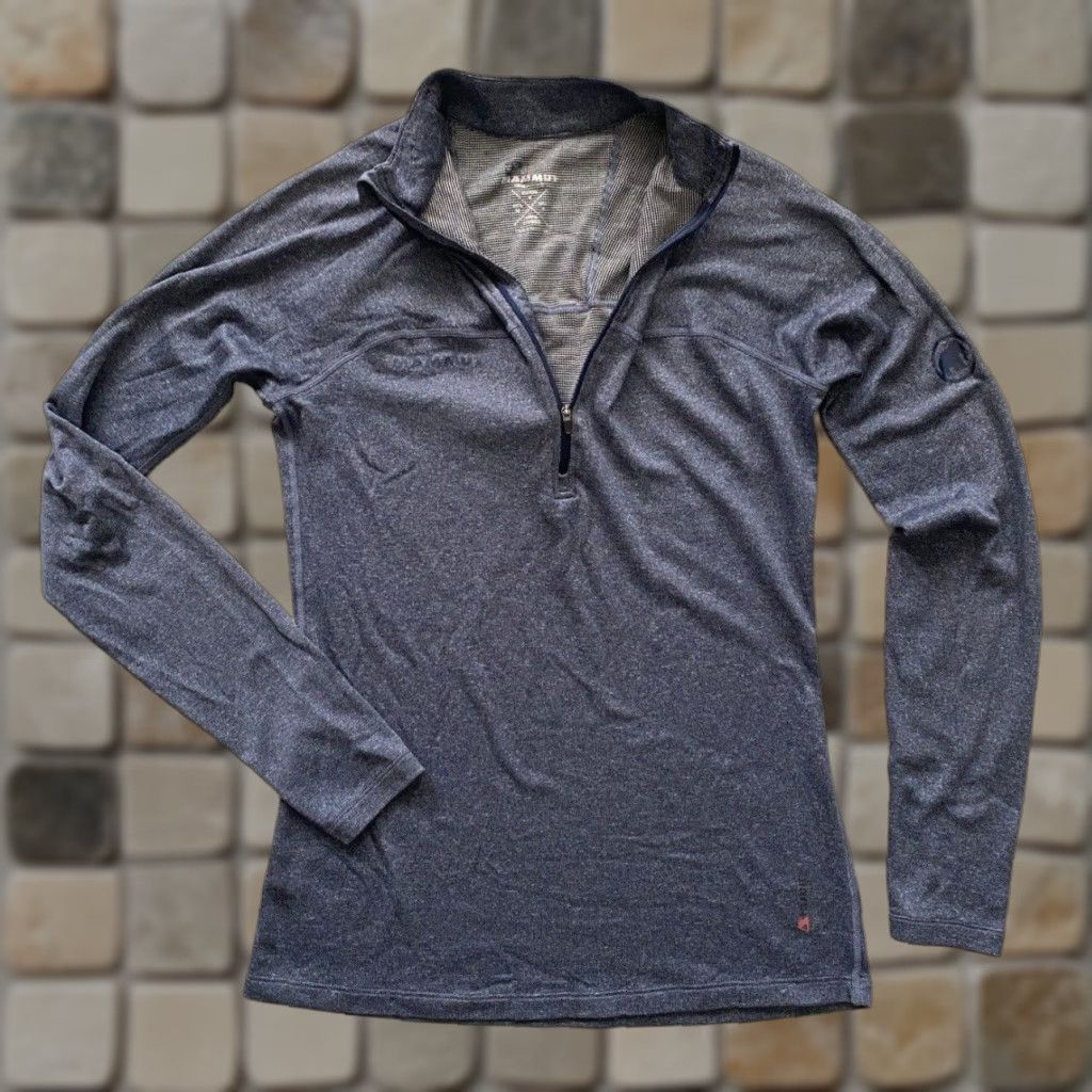 Mammut Mammut Men’s Half-Zip Long Sleeve T-Shirt Mid-layer Activewear Sz S Blue Polyester Blend Wool Logo Mock Neck Zip Pullover Size US S / EU 44-46 / 1 - 1 Thumbnail