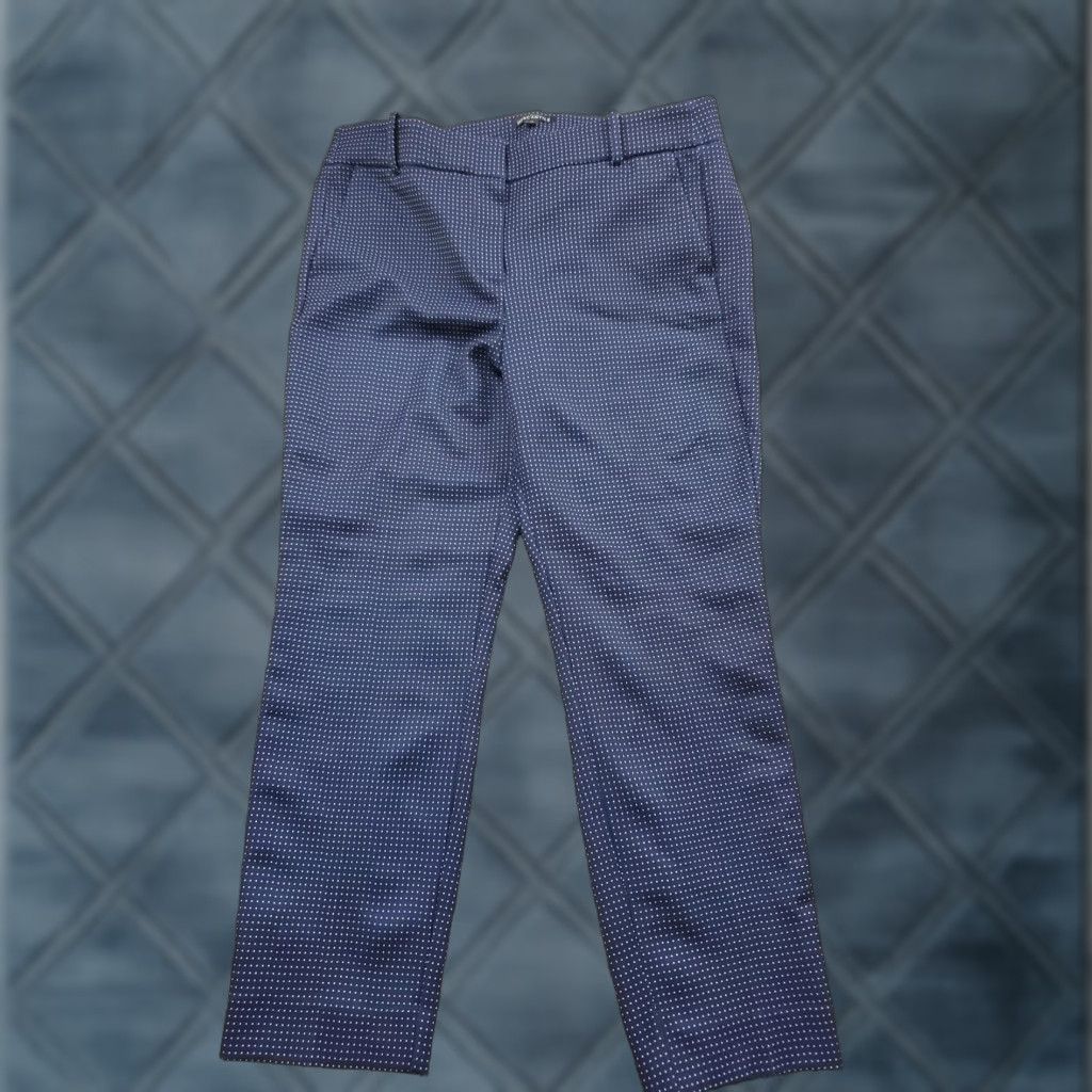 J.Crew J.Crew Mercantile Pants Womens 14 Navy Blue Polka Dot Stretch Slim Fit Pants Size 36" / US 14 / IT 50 - 1 Thumbnail
