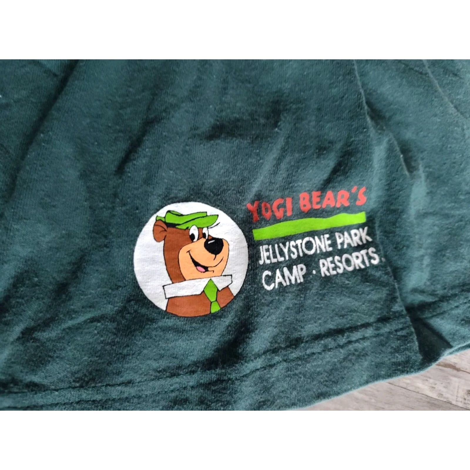 American Apparel VINTAGE Yogi Bear Jellystone Park Green Shorts Men 2XL Activewear USA Made Elastic Waist Size US 39 - 2 Thumbnail