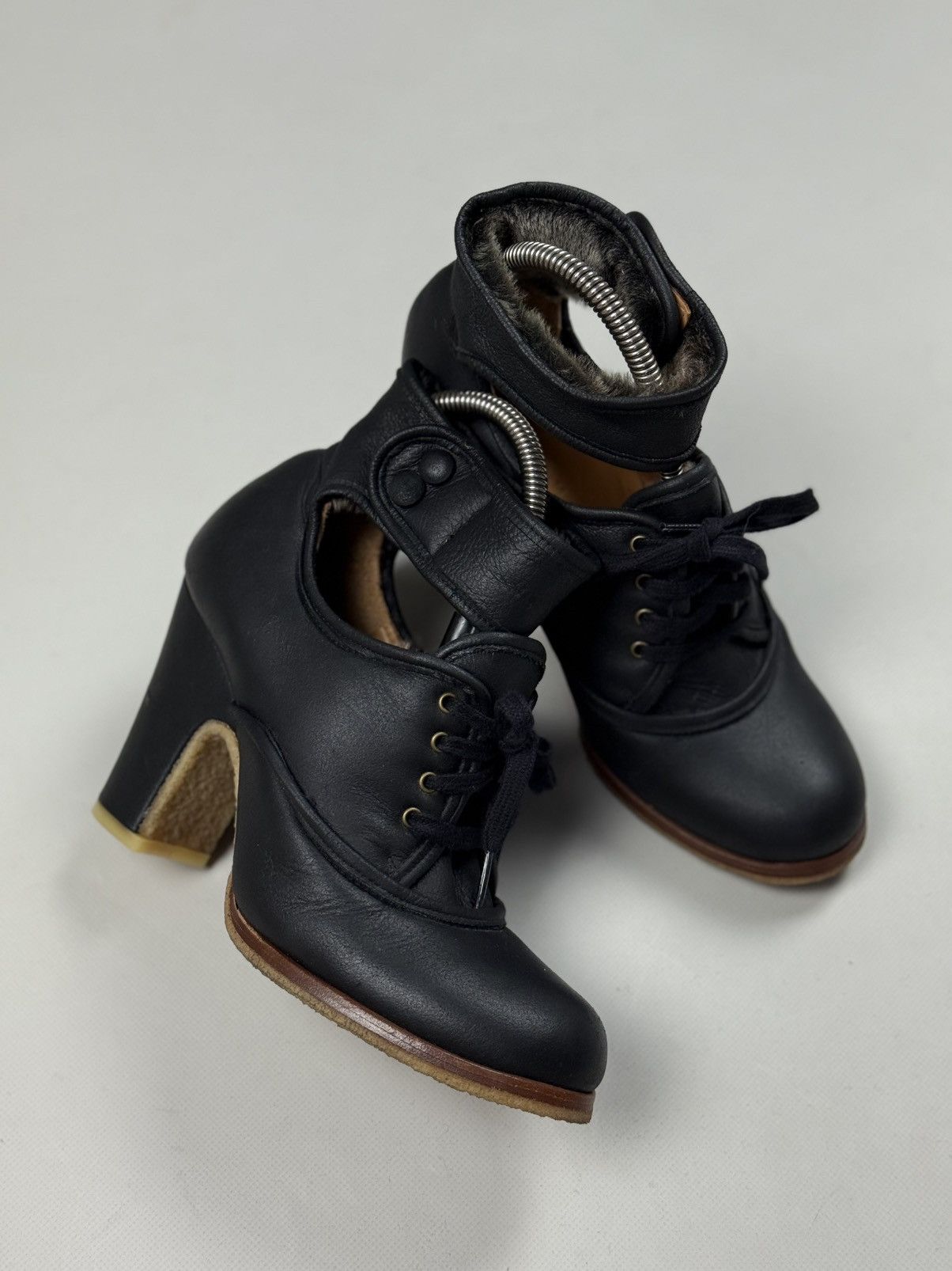 Other Chie Mihara Ladies Leather Heels Boots Fur Lined Size 38.5 Size US 8.5 / IT 38.5 - 5 Thumbnail