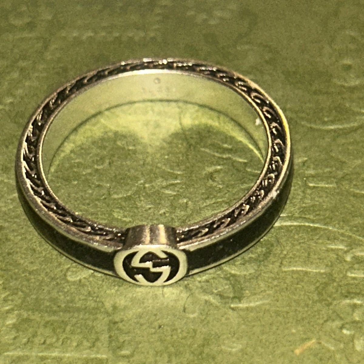 Gucci Gucci Interlocking G Enamel Thin Ring Black Ag925 701620 Size ONE SIZE - 7 Thumbnail
