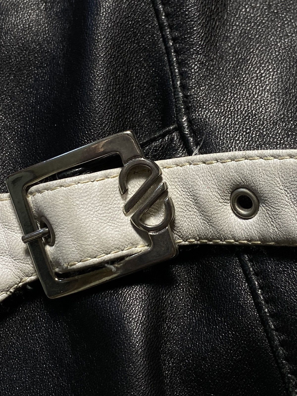 Leather × Vintage Stylish Black & White Leather Jacket - Size M Size M / US 6-8 / IT 42-44 - 6 Thumbnail