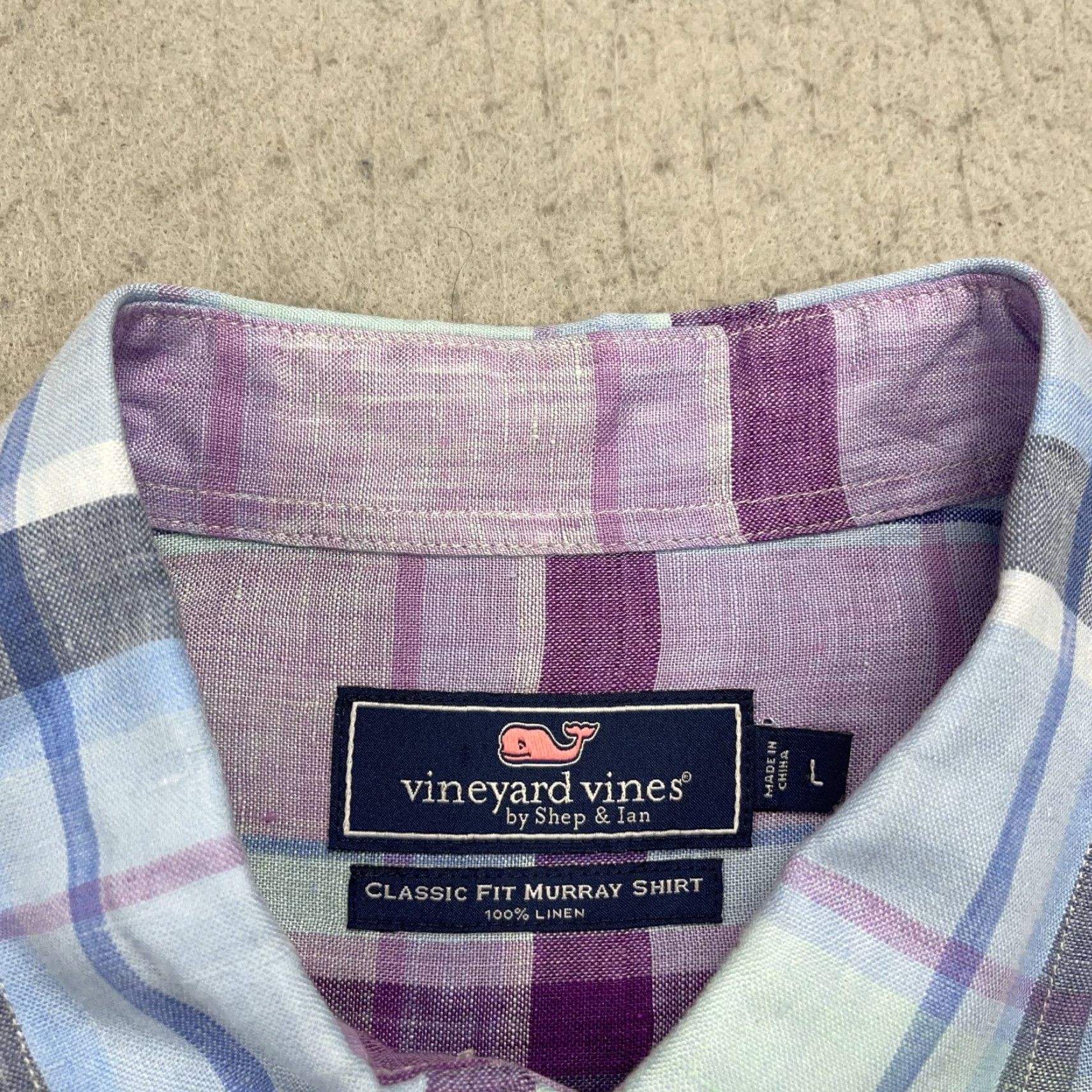 Vineyard Vines Vineyard Vines Shirt Mens Large Blue Purple Classic Fit Murray 100% Linen Whale Size US L / EU 52-54 / 3 - 4 Thumbnail