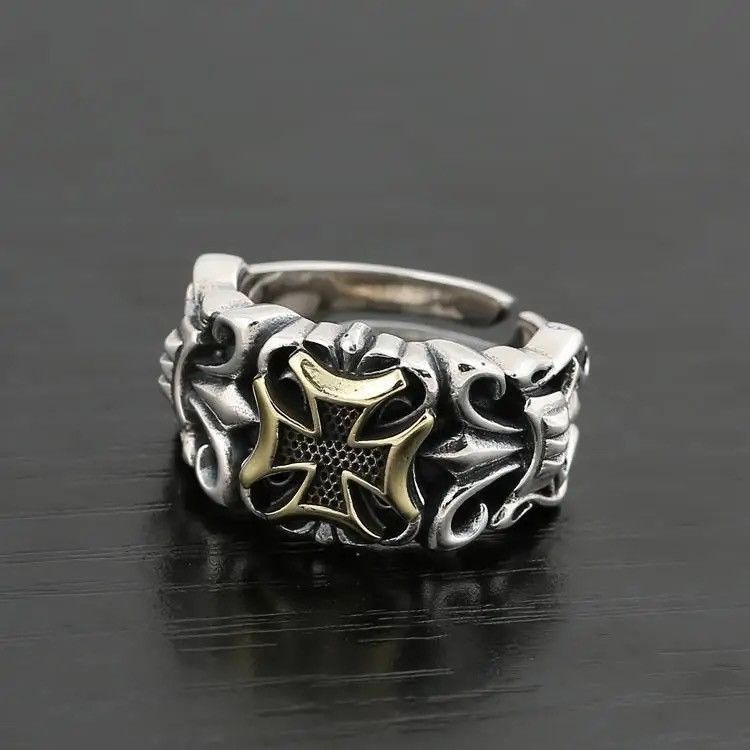 Jewelry × Vintage New Punk Big Cross Ring Resizable Fashion Men's Size ONE SIZE - 2 Thumbnail
