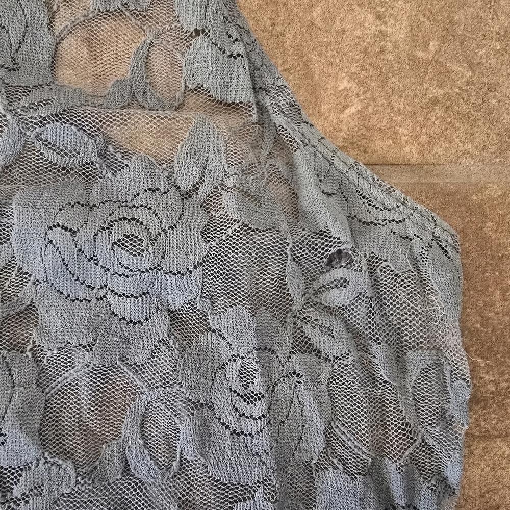 Designer Grey Floral Lace Detailed Racerback Size M / US 6-8 / IT 42-44 - 2 Thumbnail